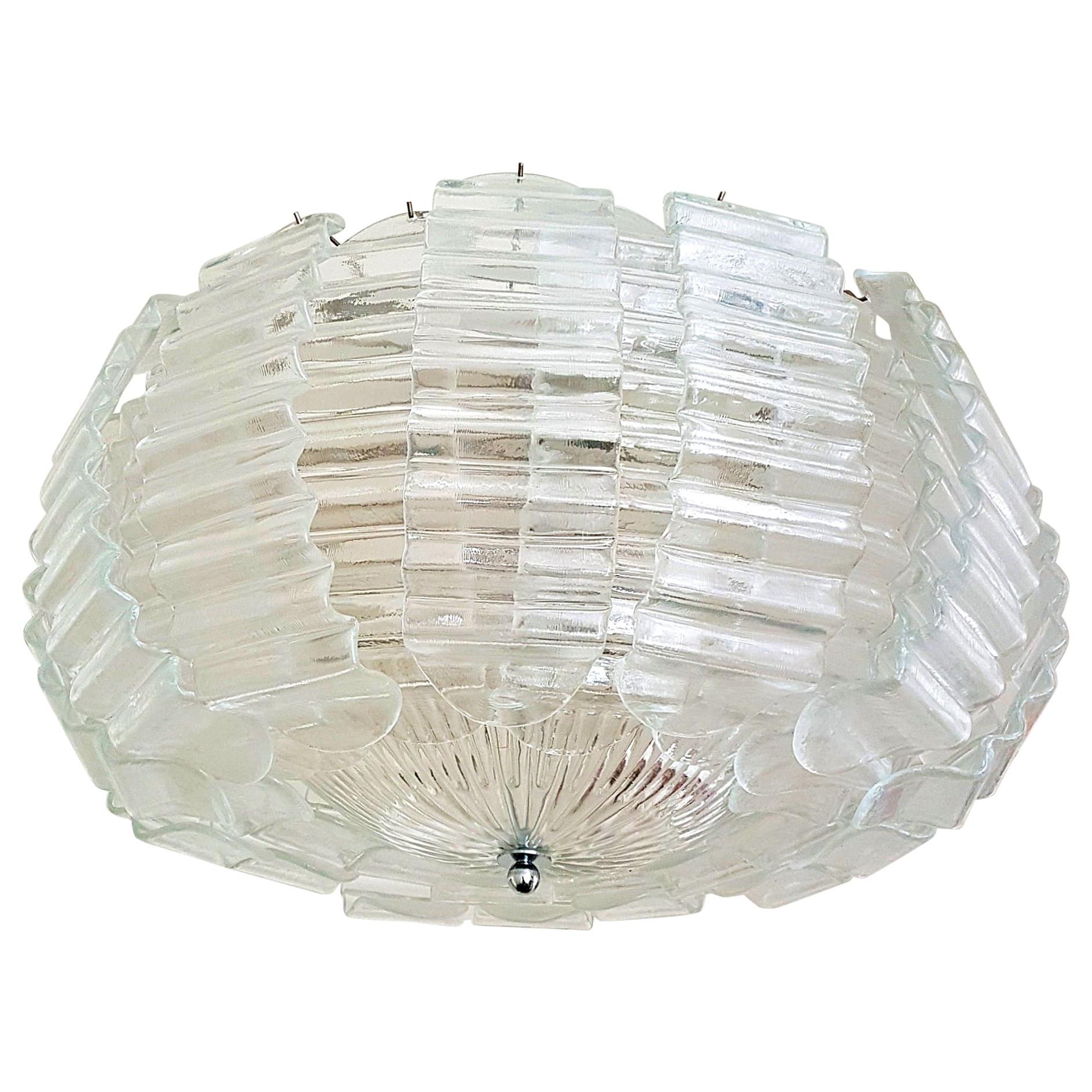 Very Large Clear Murano Glass Mid-Century Modern Chandelier by Barovier, 1970s