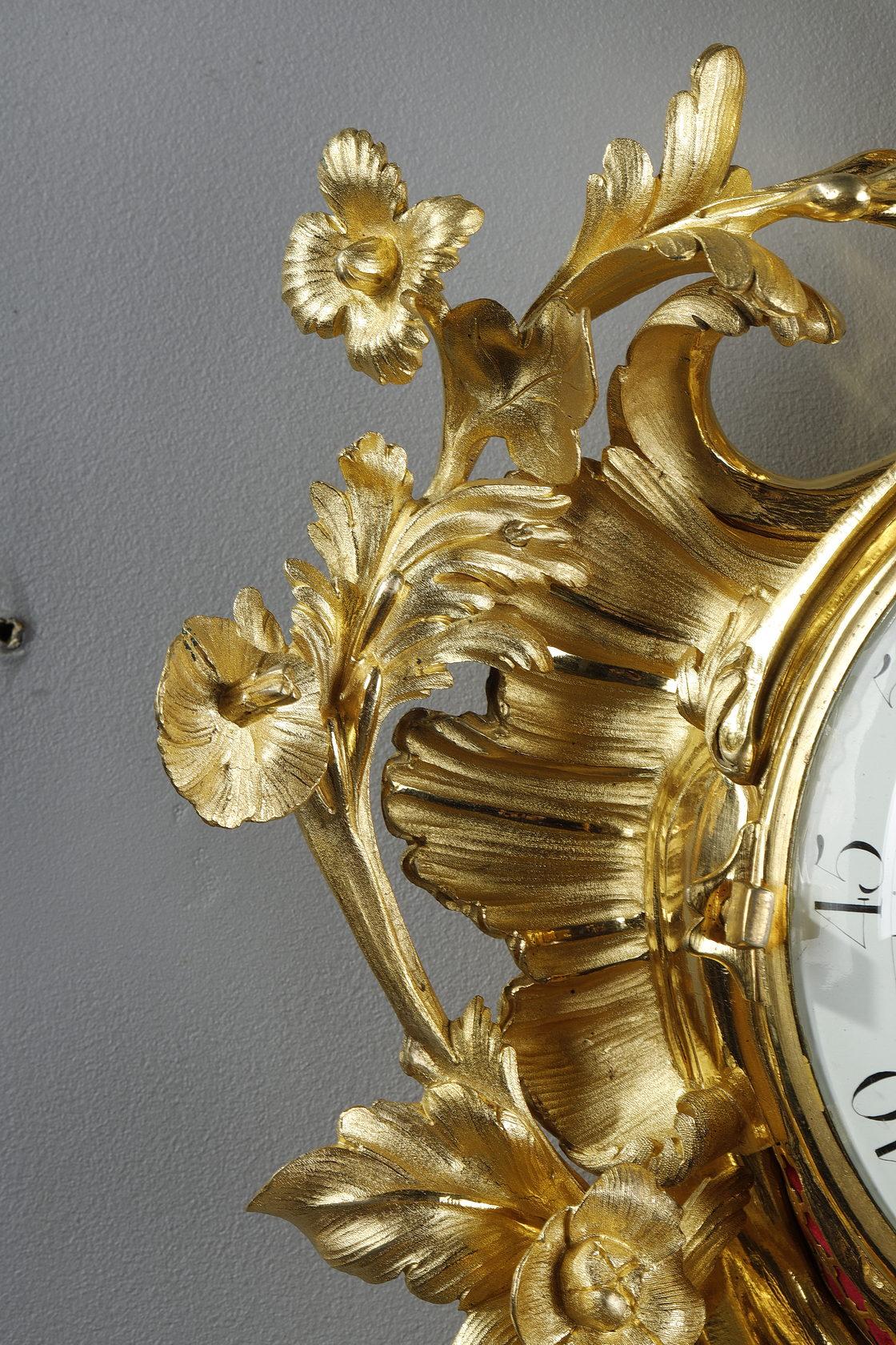 Very Large Clock Sconce After Caffieri in Rococo Style 3