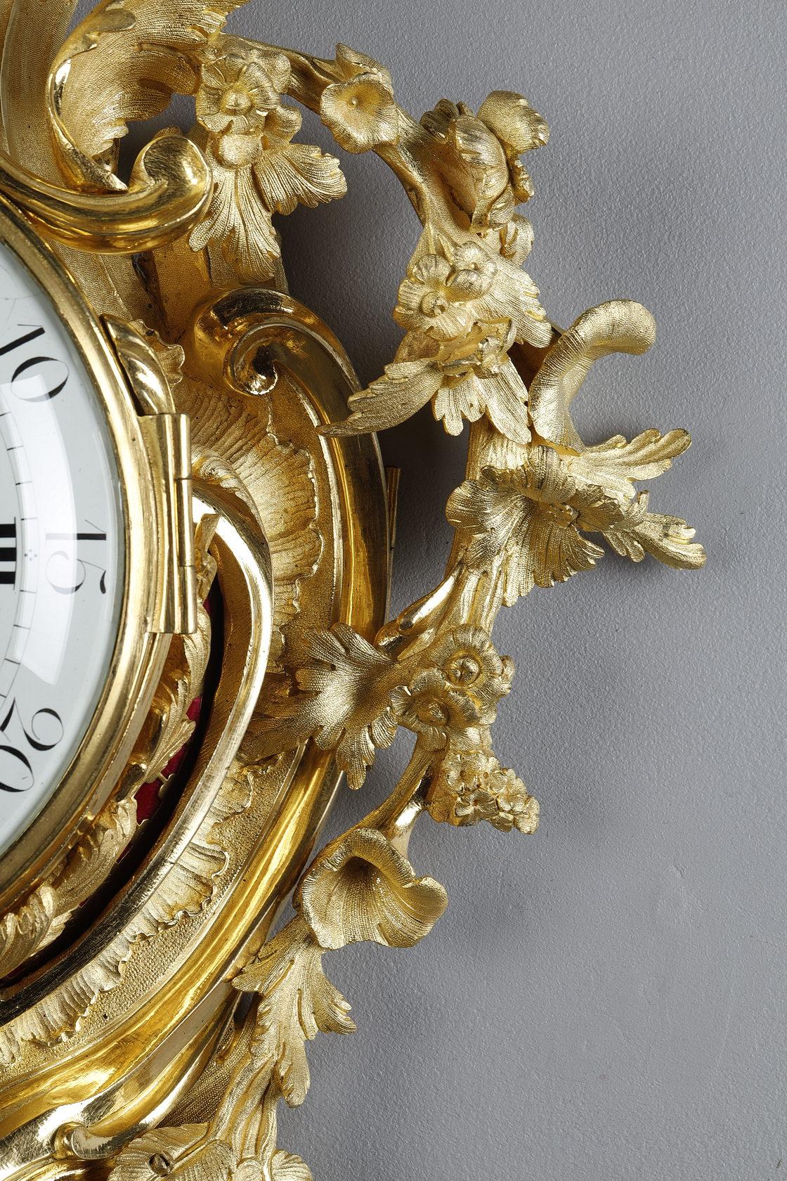 Very Large Clock Sconce After Caffieri in Rococo Style 4