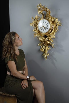Very Large Clock Sconce After Caffieri in Rococo Style