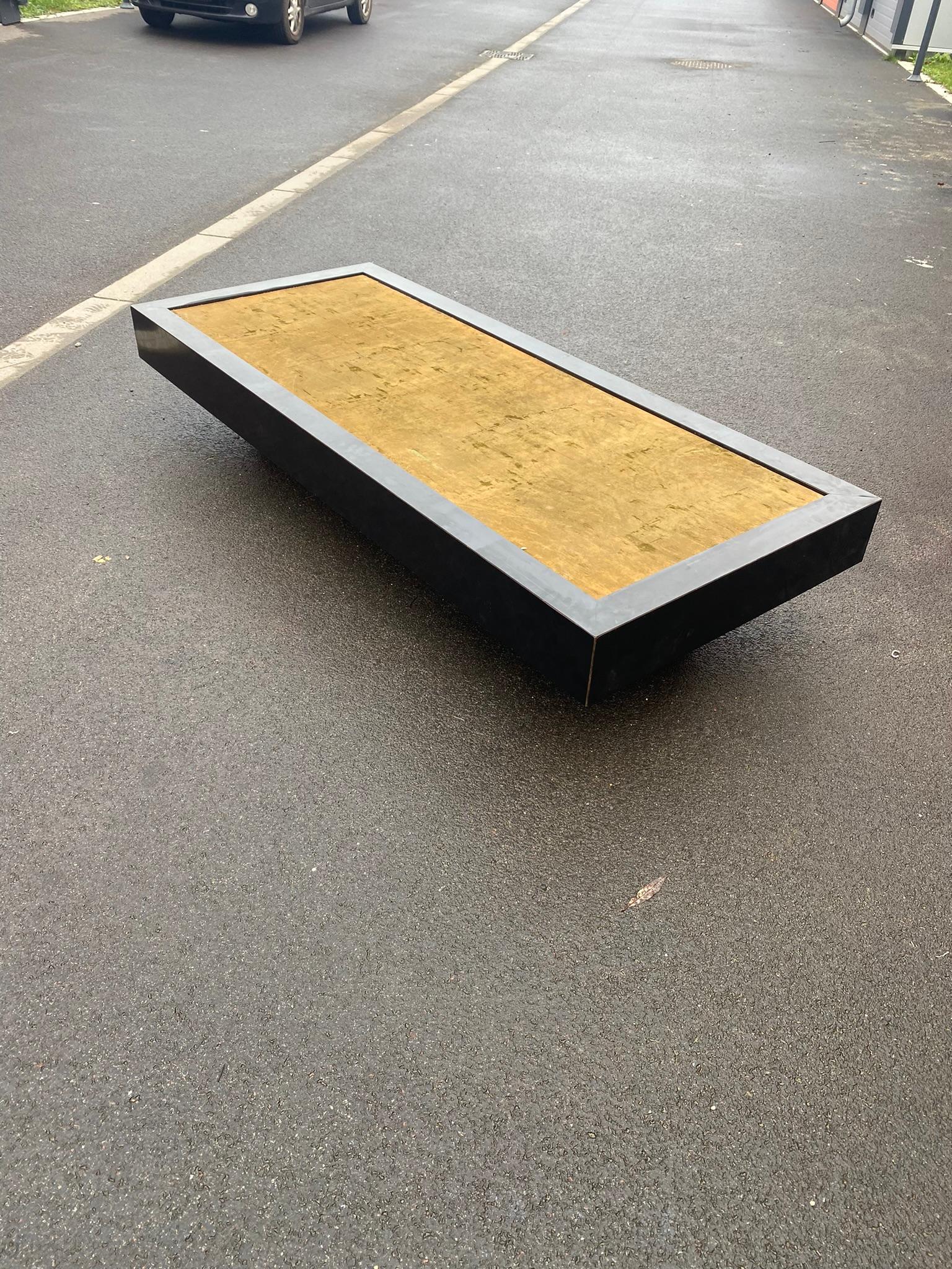 Very Large Coffee Table in Laminate and Suede, Around 1970 In Good Condition For Sale In Saint-Ouen, FR