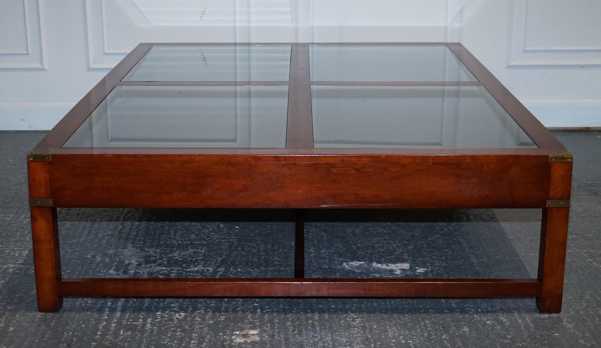 VERY LARGE COFFEE TABLE WITH INLAiD GLASS PANELS  MADE BY KENNEDY HARRODS For Sale 8