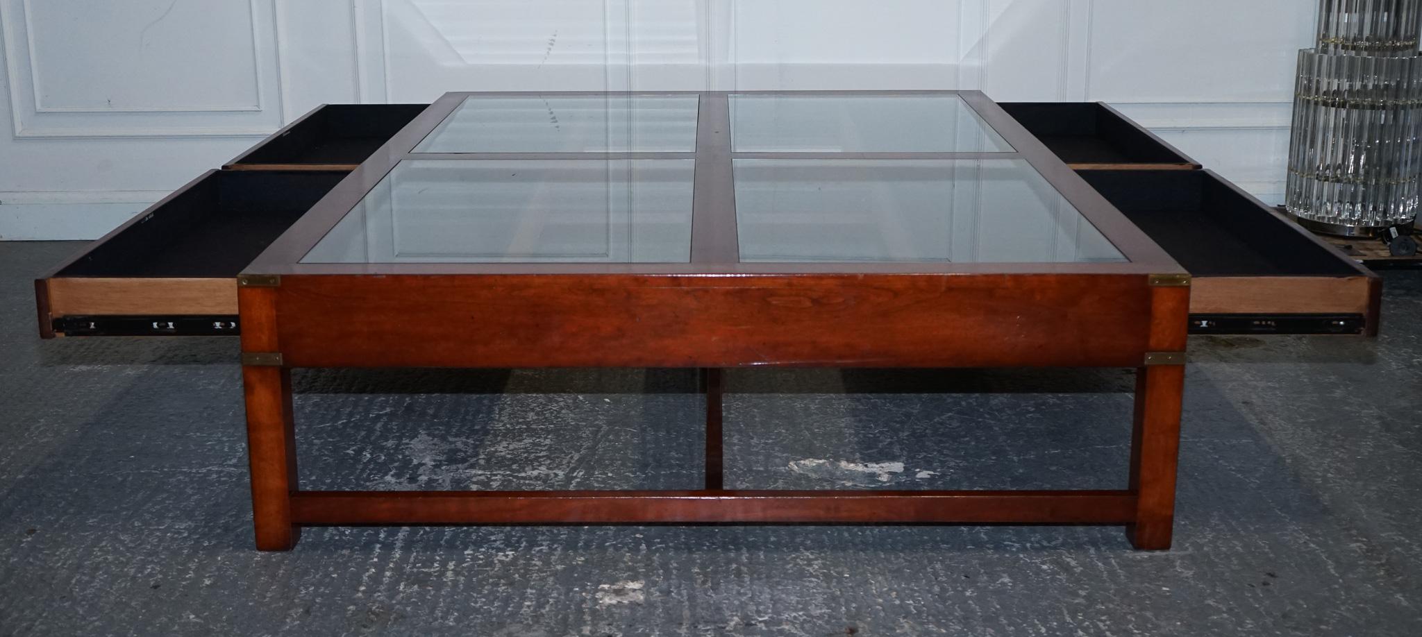 VERY LARGE COFFEE TABLE WITH INLAiD GLASS PANELS  MADE BY KENNEDY HARRODS For Sale 9