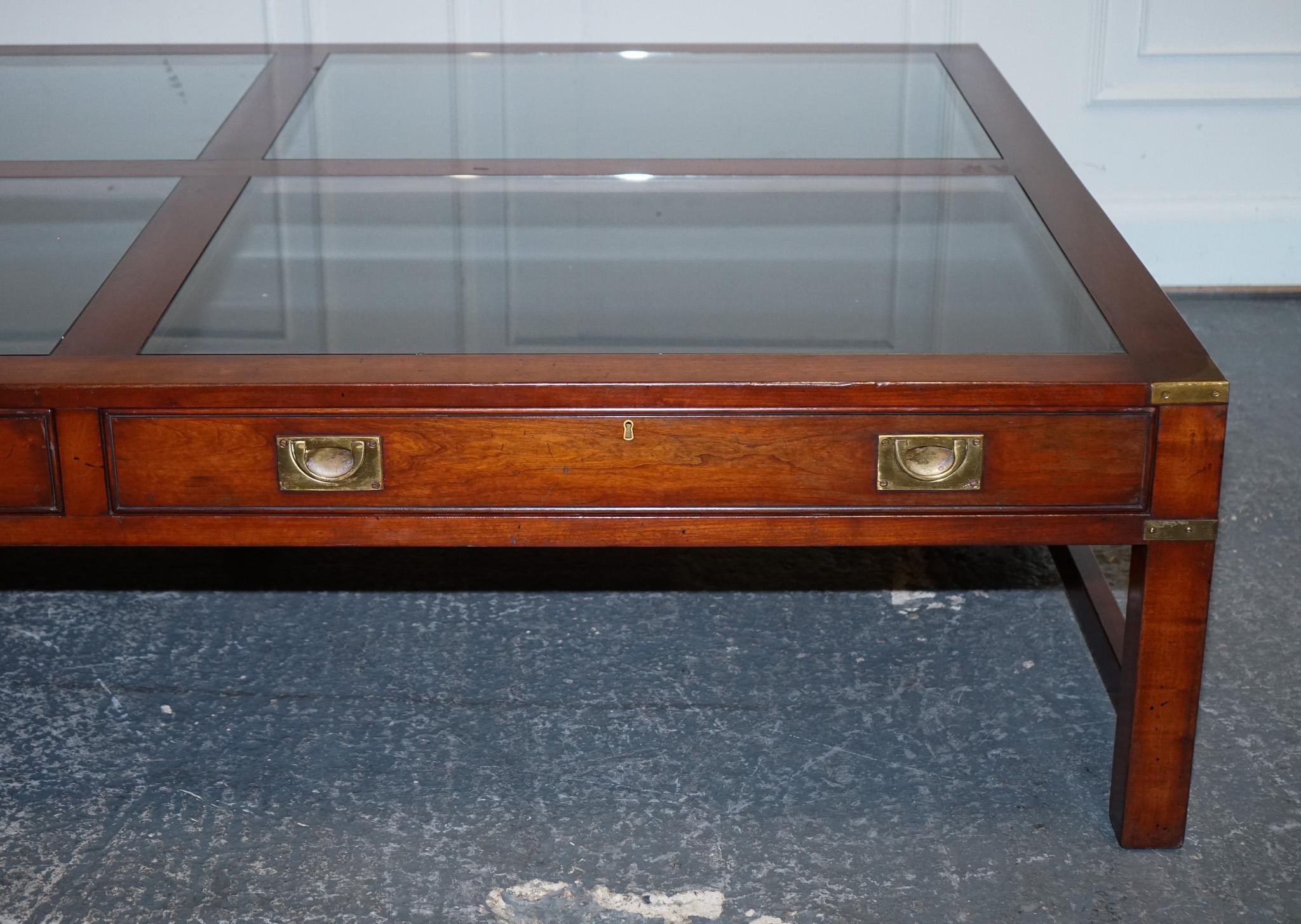 VERY LARGE COFFEE TABLE WITH INLAiD GLASS PANELS  MADE BY KENNEDY HARRODS For Sale 11