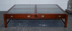 VERY LARGE COFFEE TABLE WITH INLAiD GLASS PANELS  MADE BY KENNEDY HARRODS