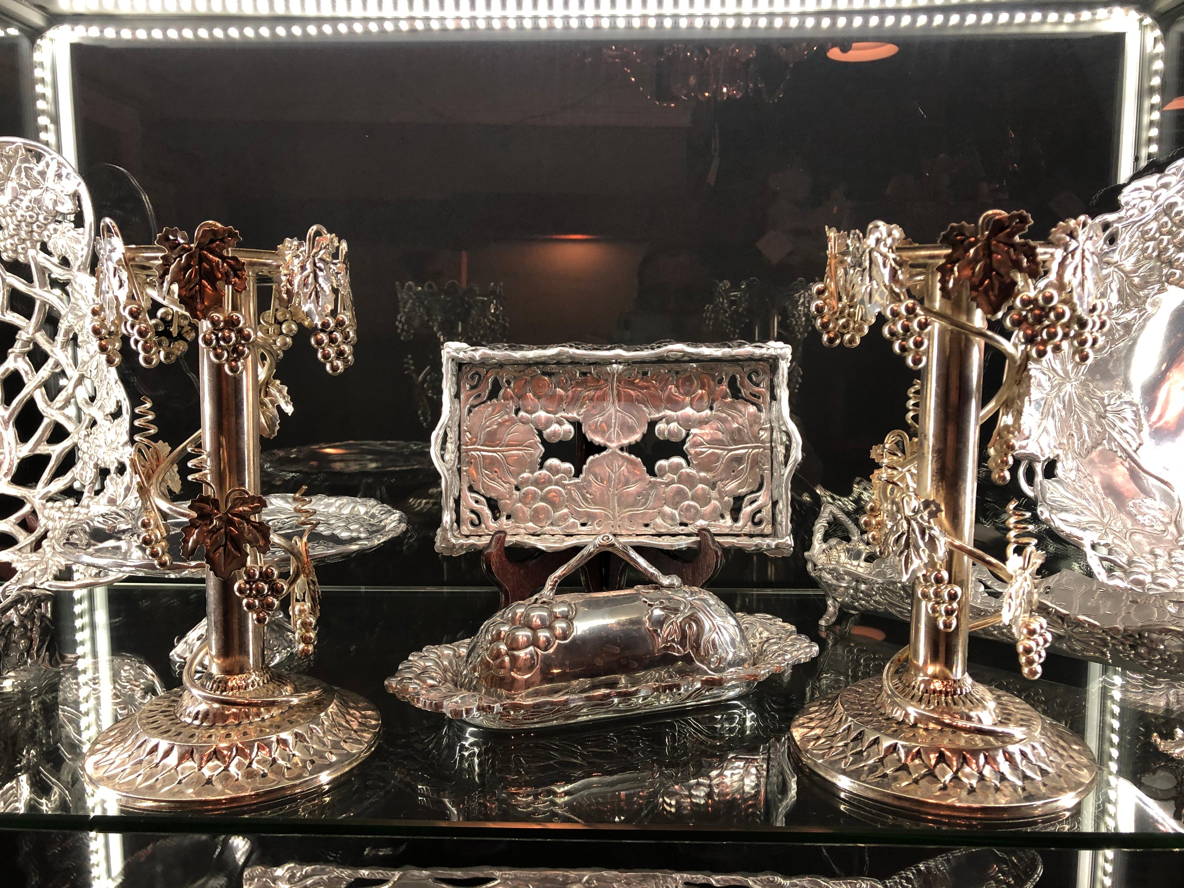 Very Large Collection of Arthur Court Pewter Trays, Candle Sticks, Serving Piece 5