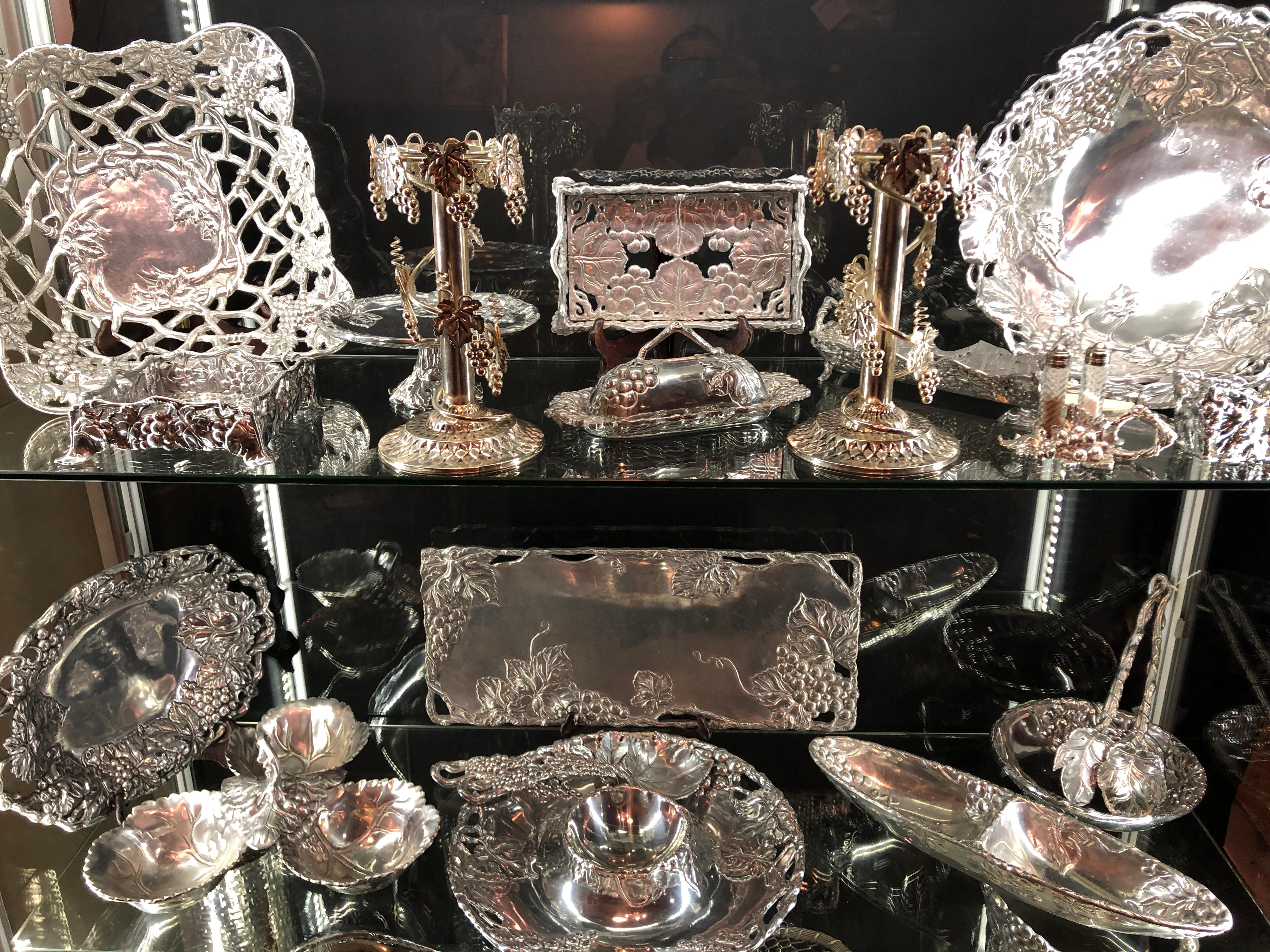 Very Large Collection of Arthur Court Pewter Trays, Candle Sticks, Serving Piece 7