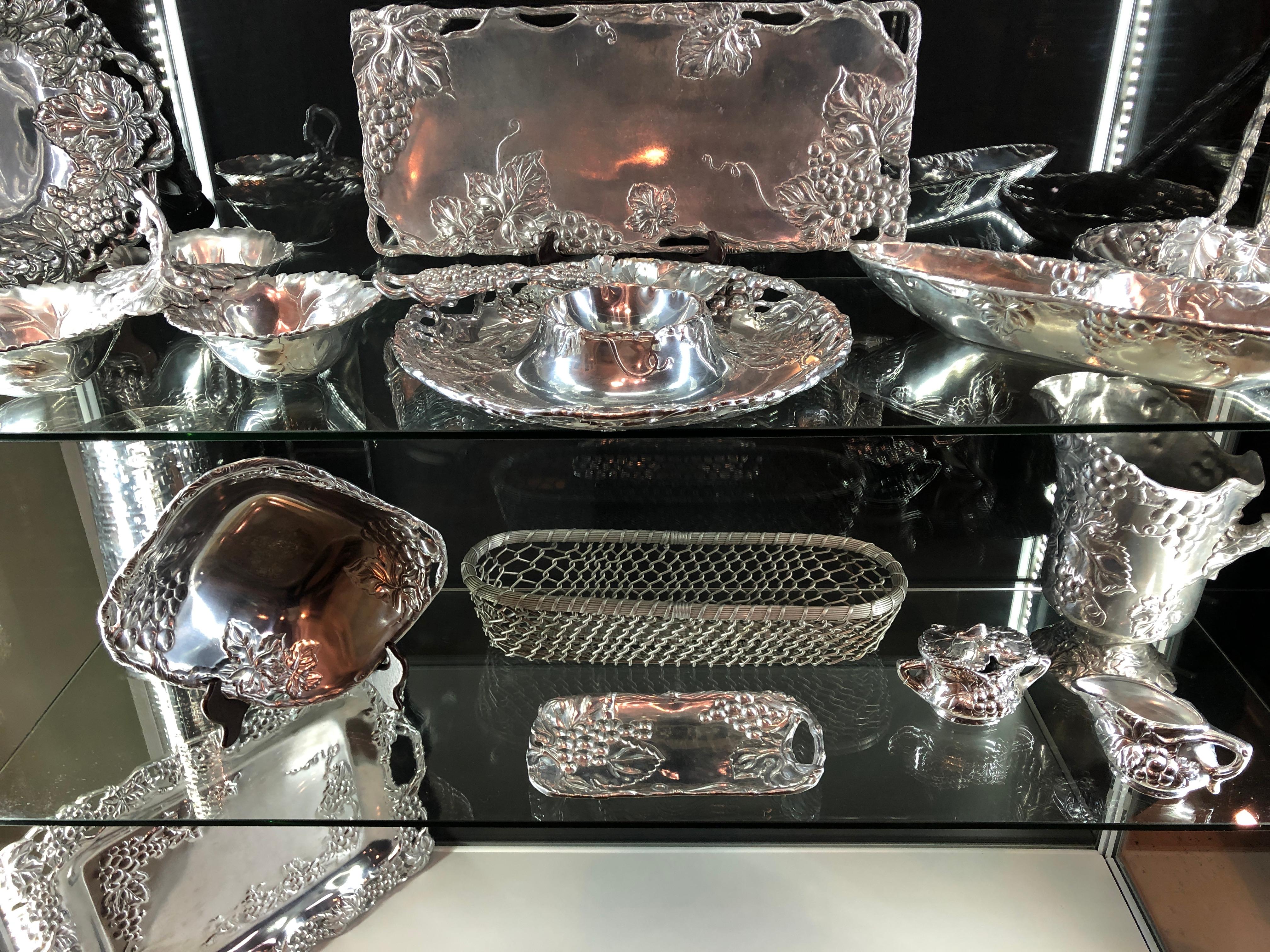Very Large Collection of Arthur Court Pewter Trays, Candle Sticks, Serving Piece 8