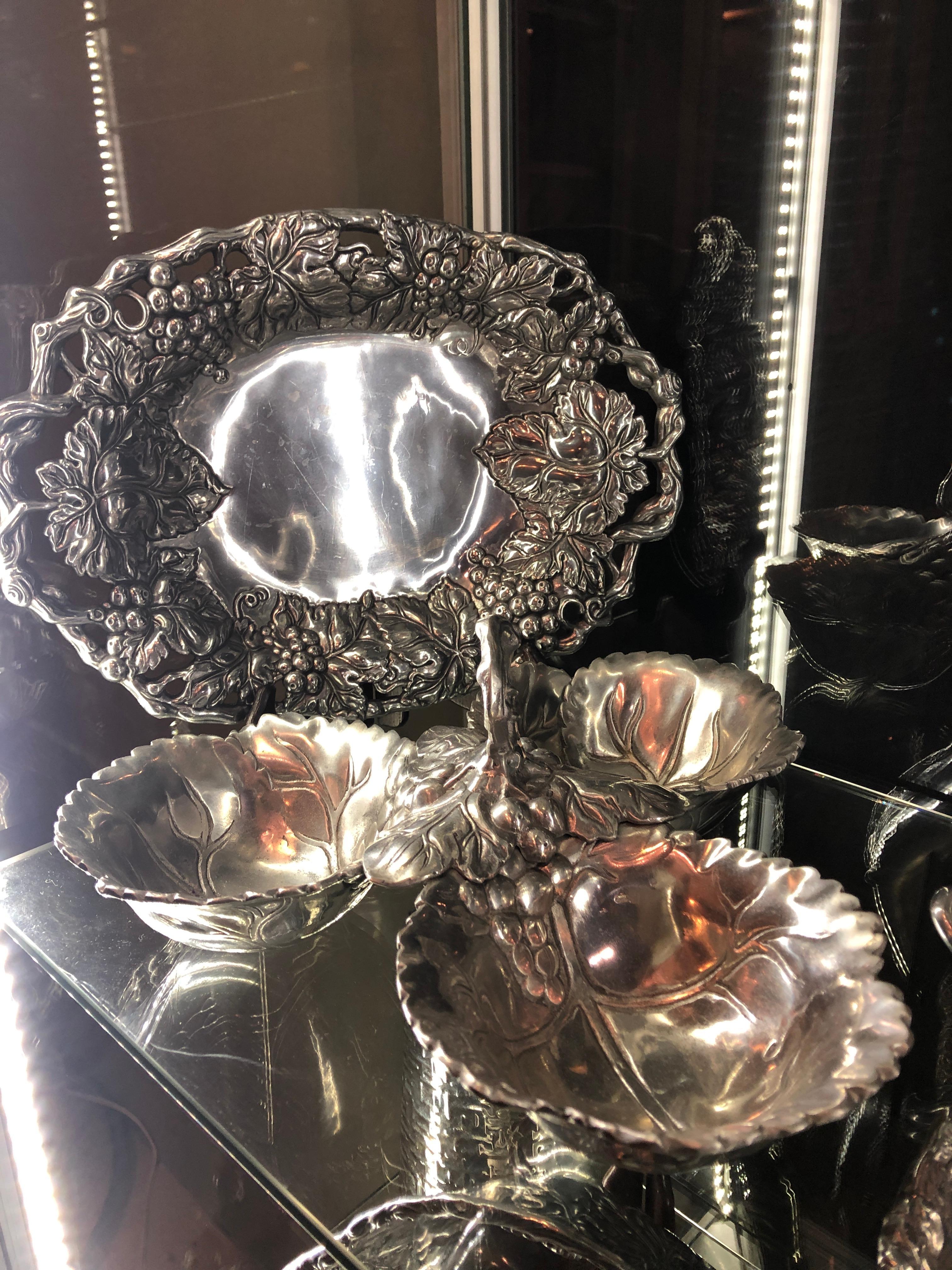 Contemporary Very Large Collection of Arthur Court Pewter Trays, Candle Sticks, Serving Piece