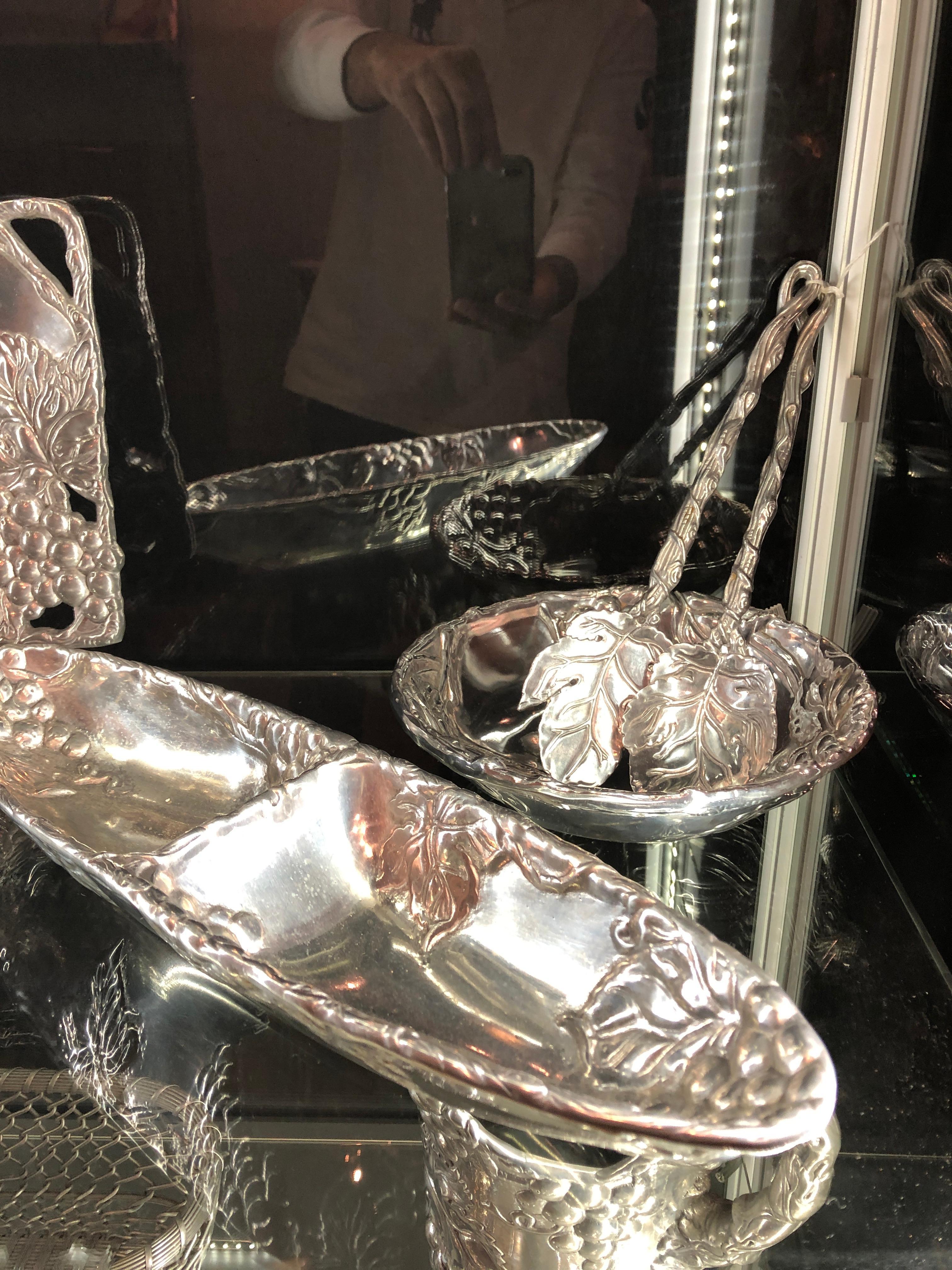 Very Large Collection of Arthur Court Pewter Trays, Candle Sticks, Serving Piece 3