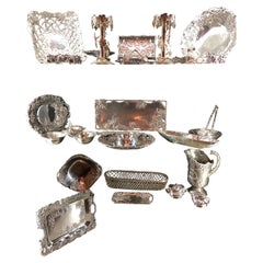 Very Large Collection of Arthur Court Pewter Trays, Candle Sticks, Serving Piece