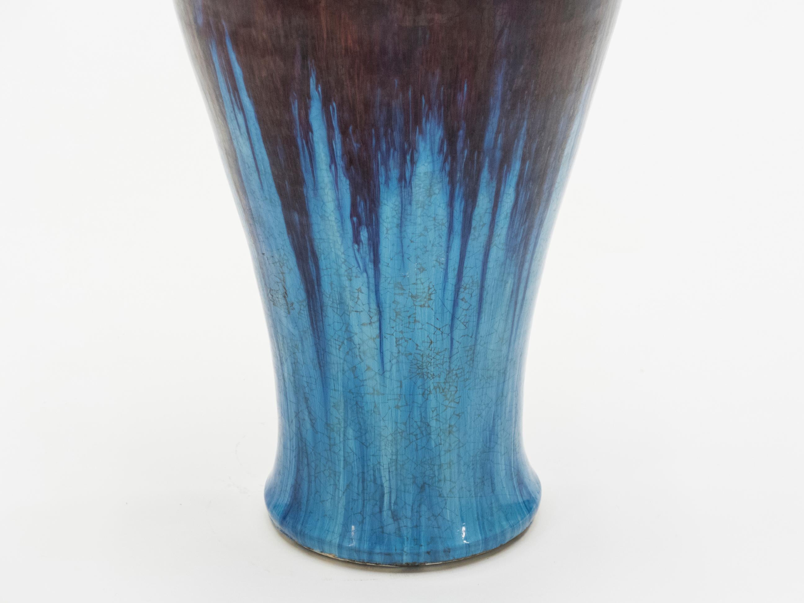 Mid-20th Century Very Large Colorful French Ceramic Vase, 1960s For Sale