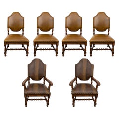 Retro Very Large, Comfortable Set of Six Leather Chairs