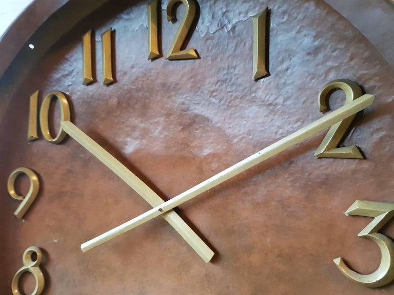 Very Large Copper Vintage Wall Clock For Sale at 1stdibs