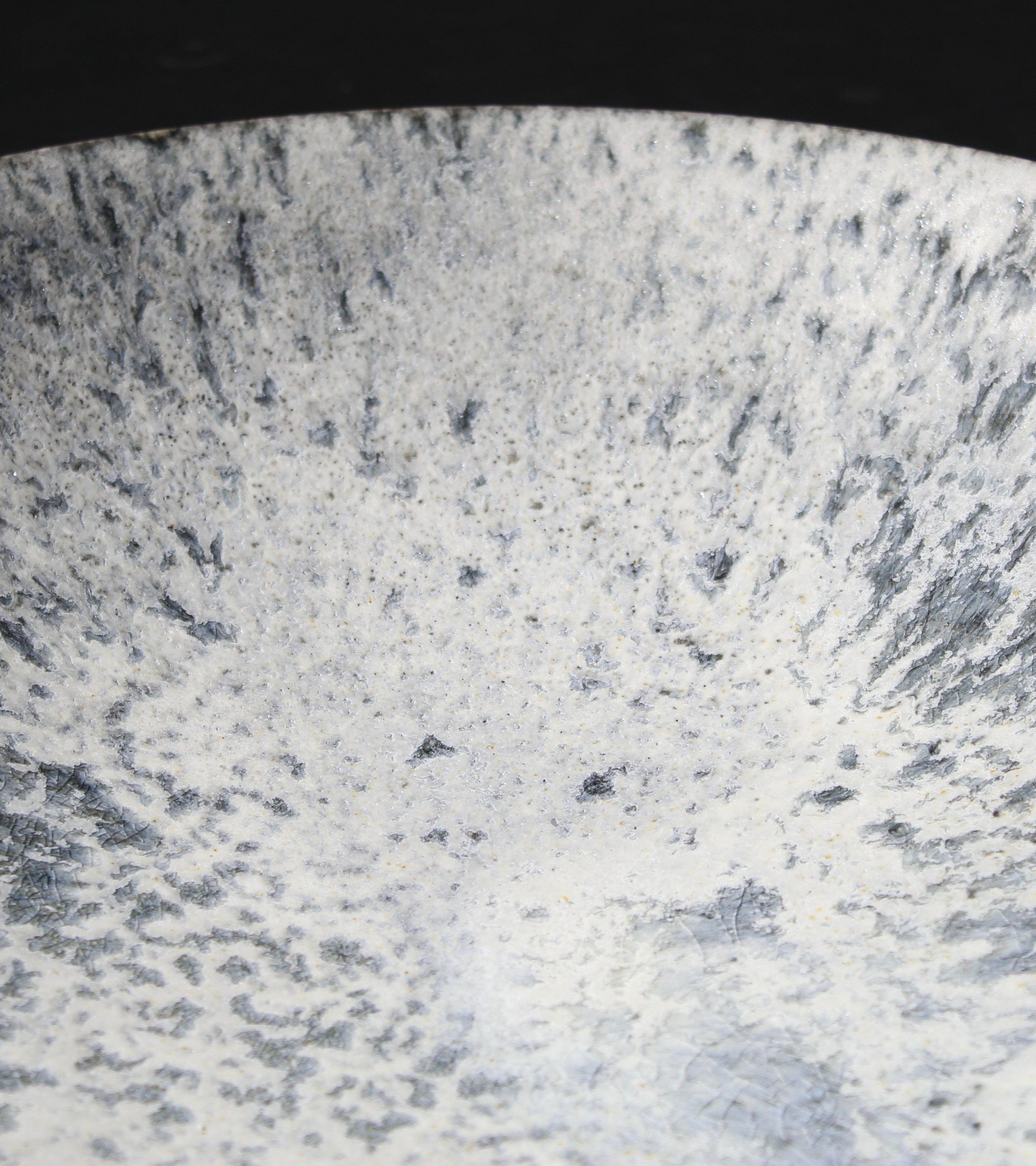 Contemporary Very Large Curved Platter in White & Blue Glaze