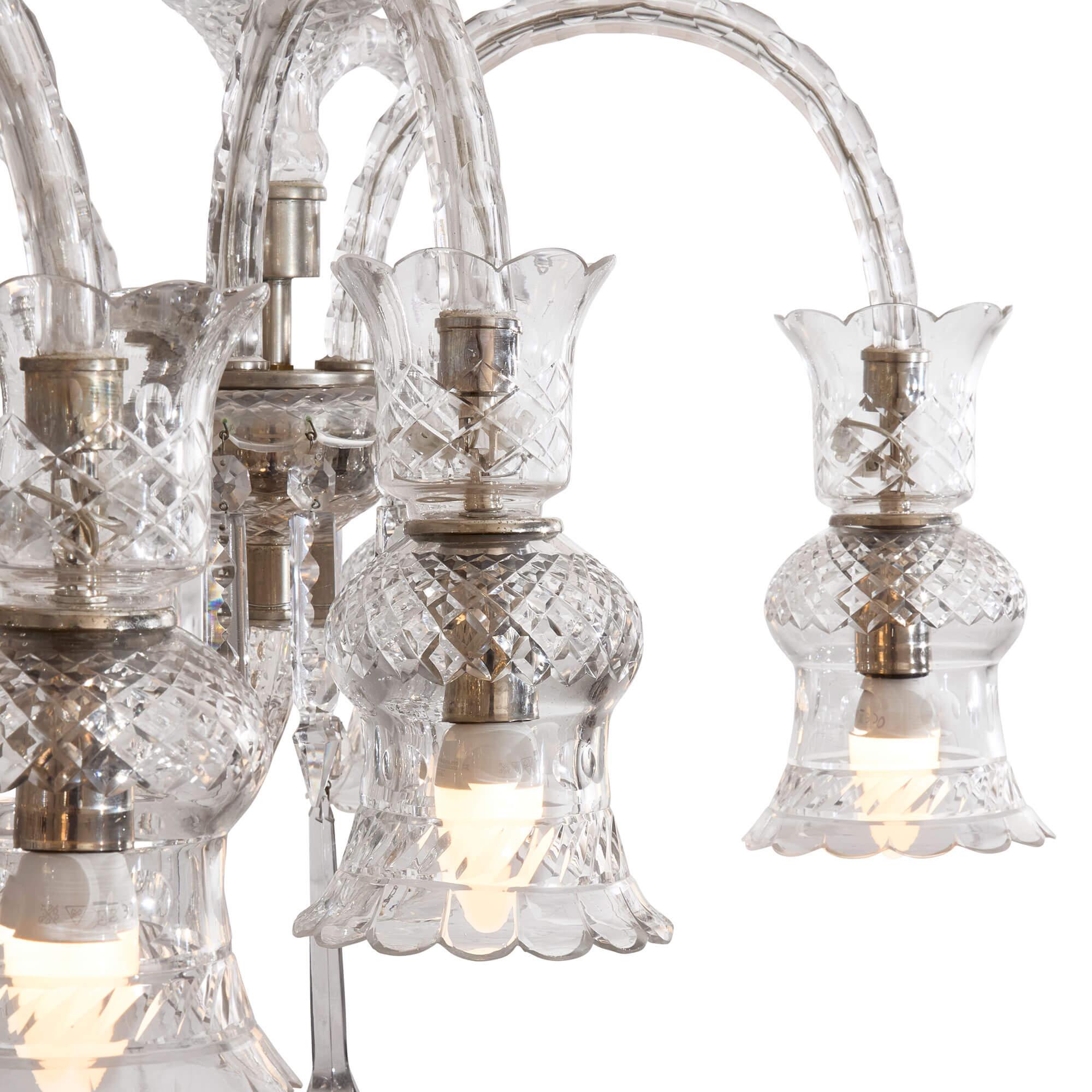 Belle Époque Très grand lustre en verre taillé dans le style de F&C Osler en vente