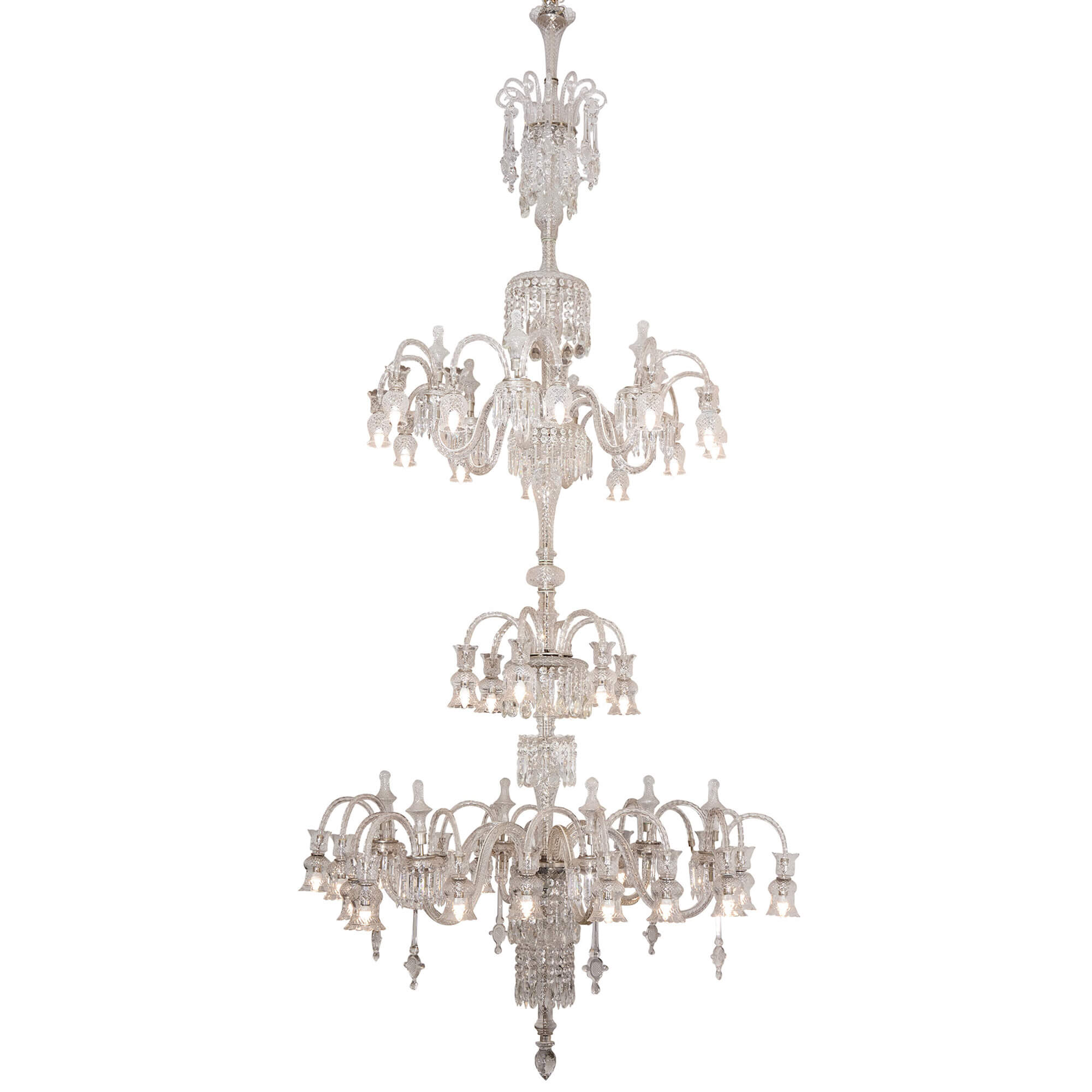 Très grand lustre en verre taillé dans le style de F&C Osler en vente