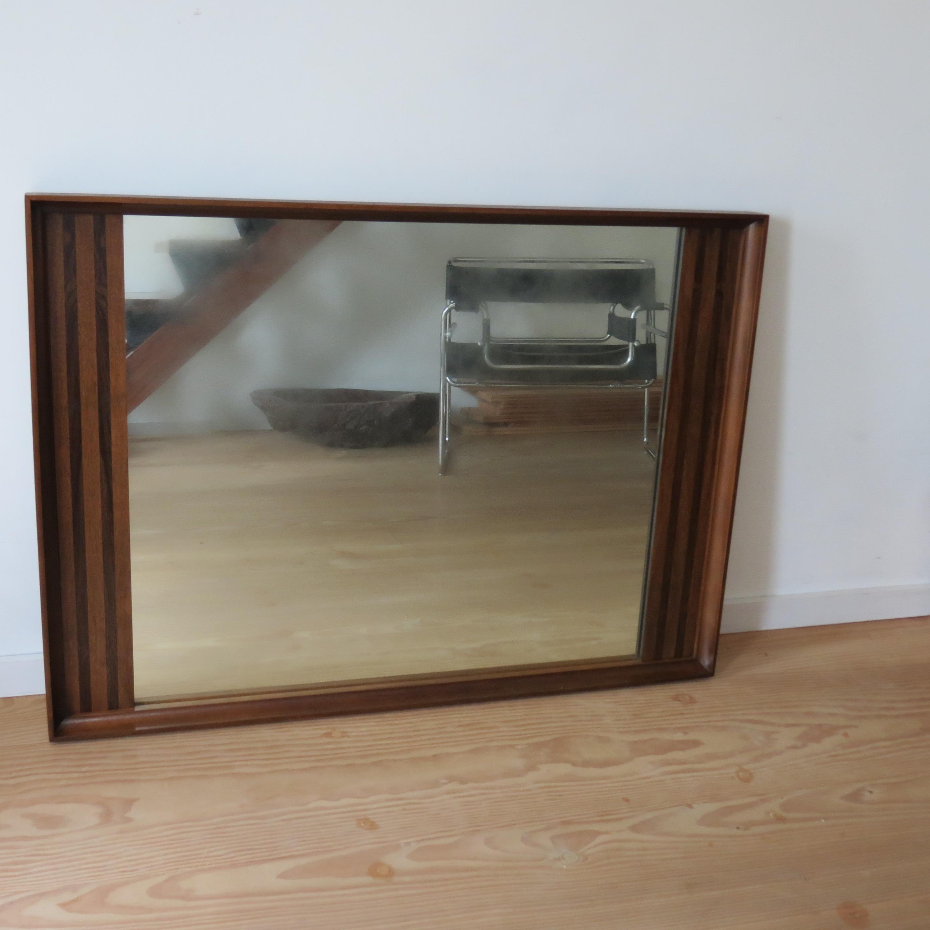 Mid-Century Modern Very Large Danish Midcentury Teak Wall Hanging Mirror 1960s No2