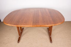 Very large Danish oval extendable dining table in solid Teak by Glostrup.