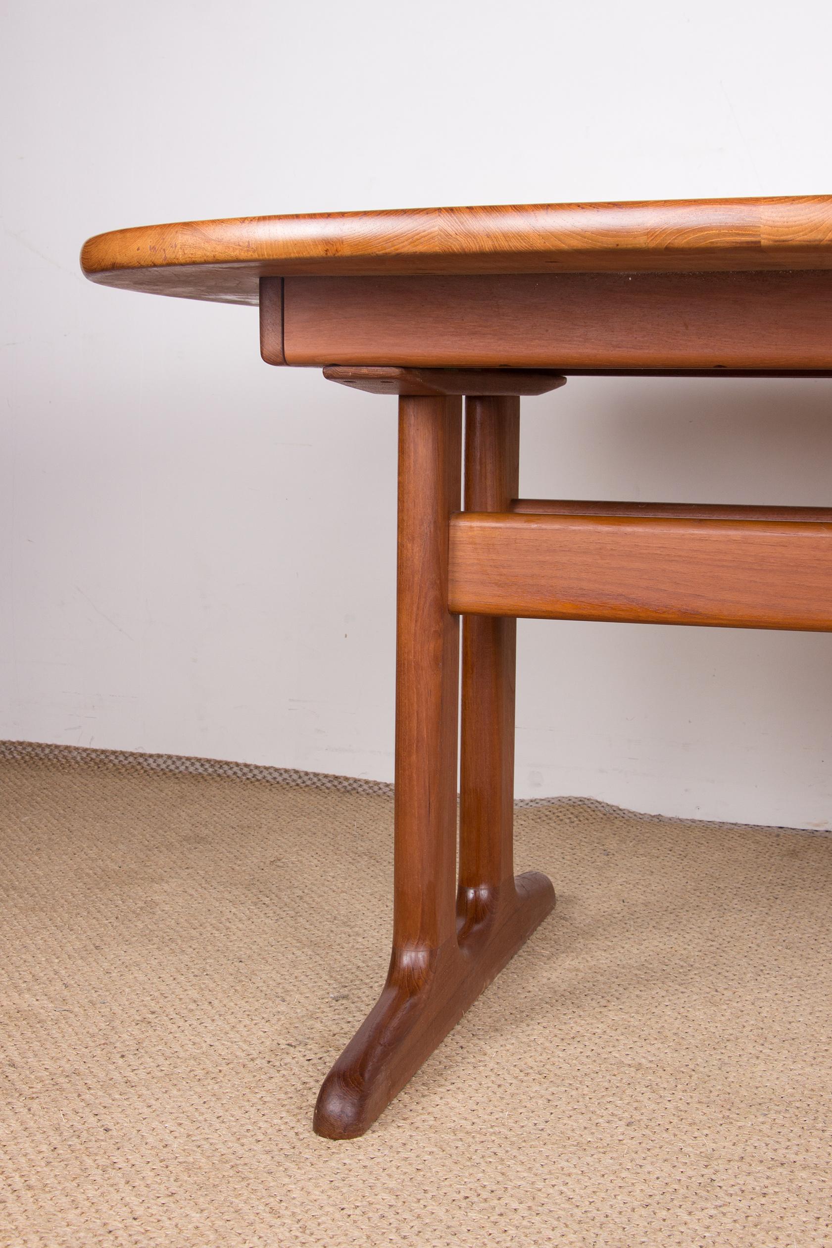 Very large Danish oval extendable dining table in solid Teak by Glostrup. 1