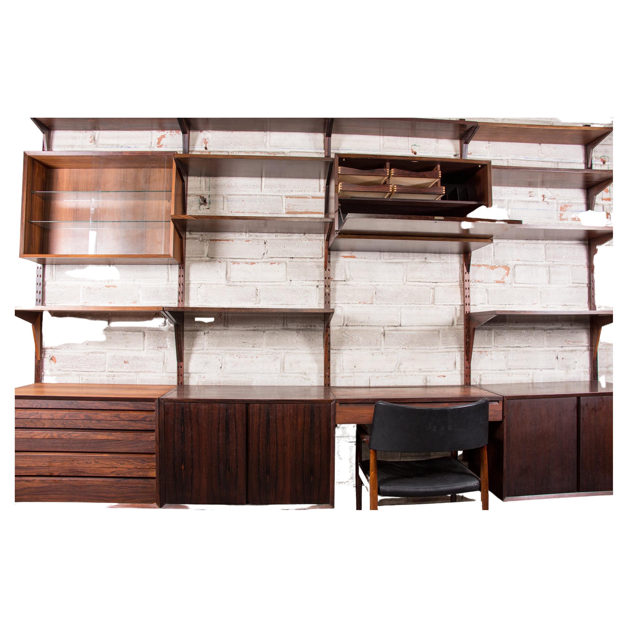 Very Large Danish Rosewood Wall System by Poul Cadovius 1960
