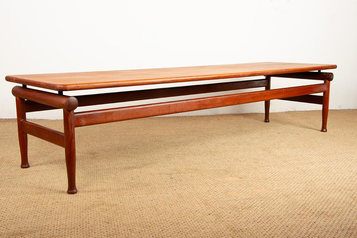 Teak Tavolino o panca da salotto in teak danese molto grande di Borg Mogensen per Soborg. in vendita
