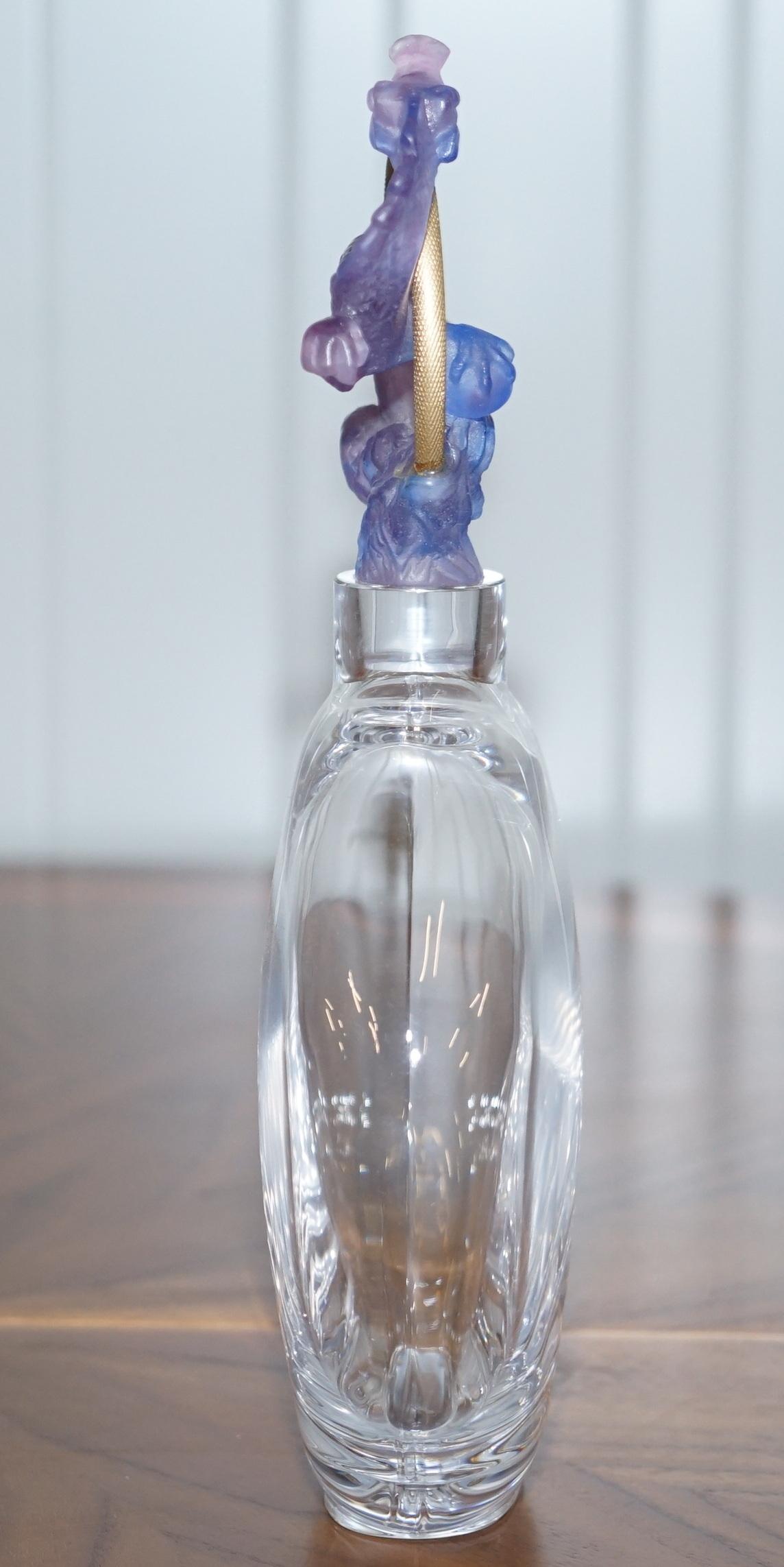 Very Large Daum France Glass Scent Perfume Bottle with Chinese Dragon Cock Top 1