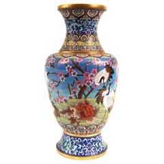 Große dekorative Cloisonné-Vase oder -Set mit Blütenblüten