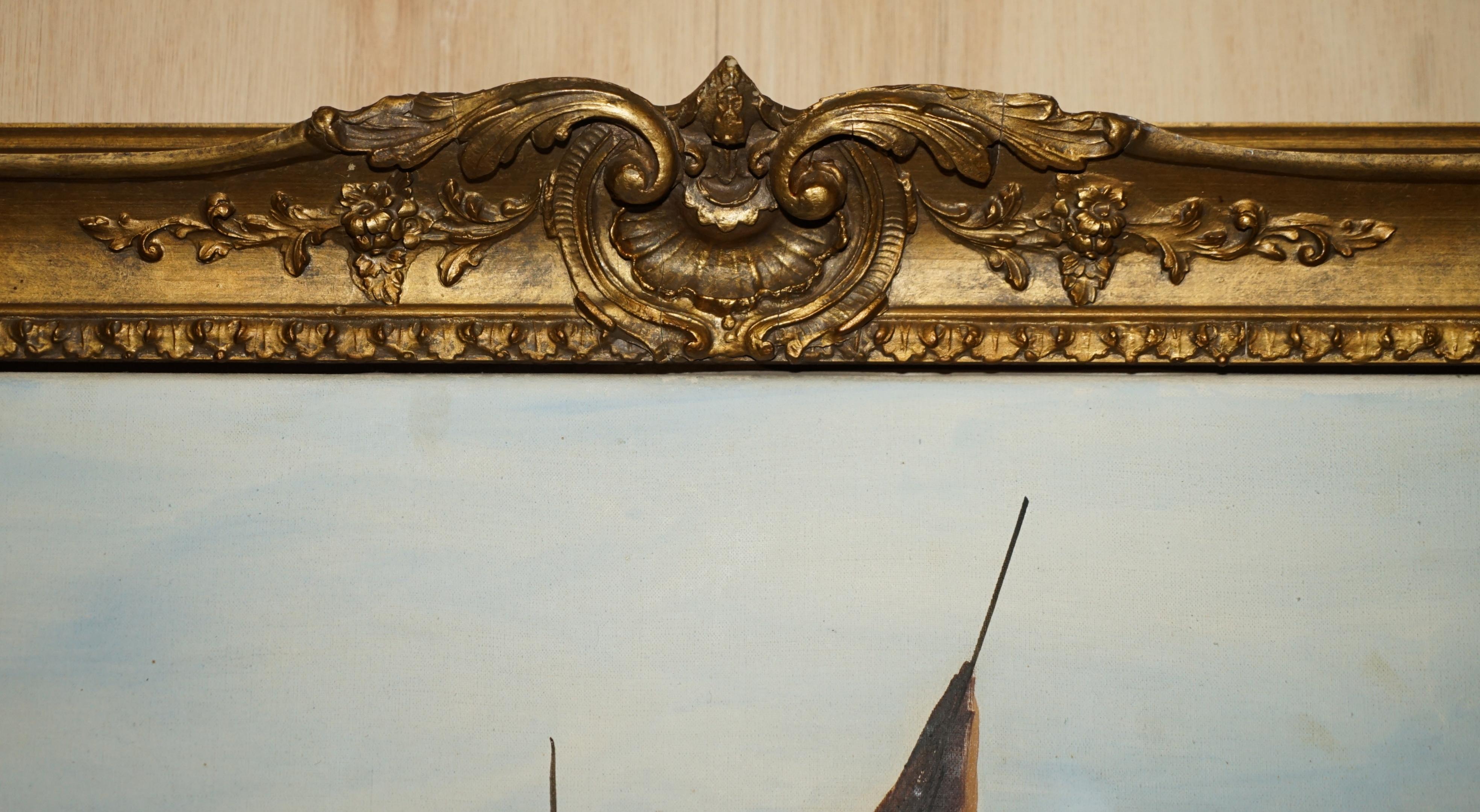 Großes dekoratives Ölgemälde auf Leinwand mit einer viktorianischen Marineszene an der Themse im Angebot 12