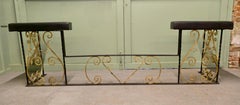 Very large Decorative Wrought Iron and Leather Club Fender