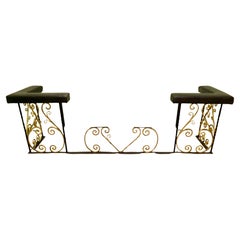 Very large Decorative Wrought Iron and Leather Club Fender