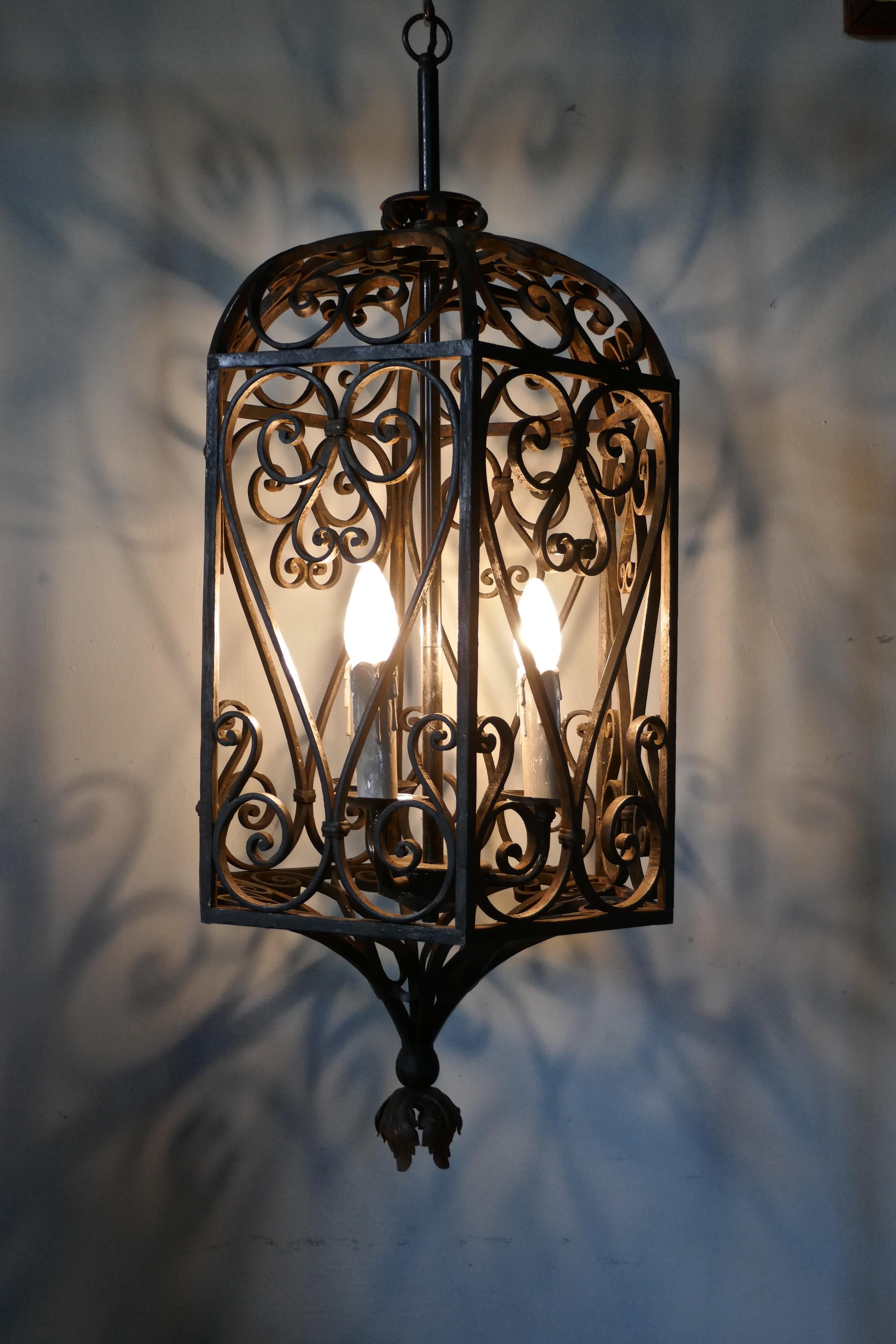 Very Large Decorative Wrought Iron Porch Lantern 8