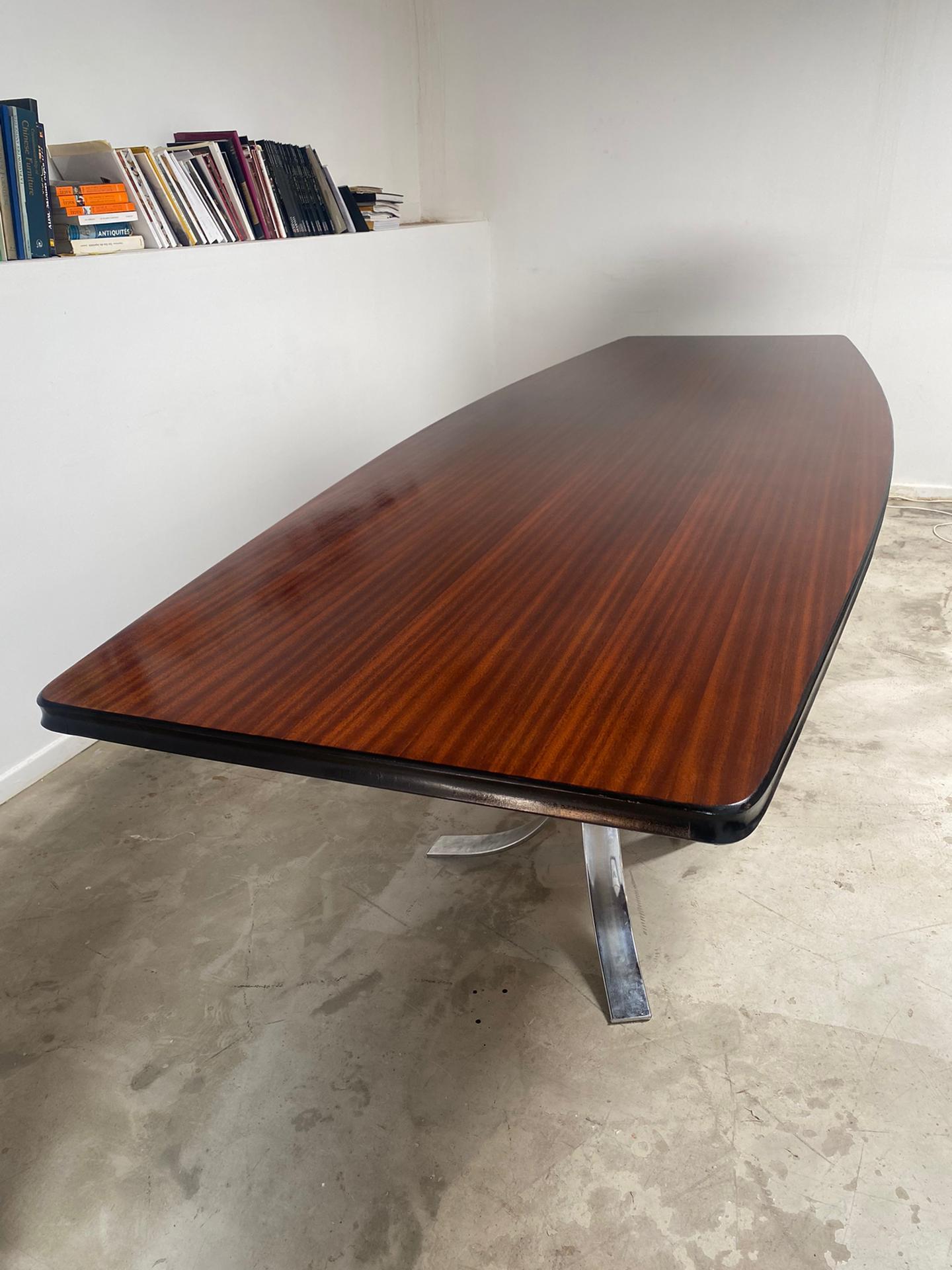 Mid-Century Modern Very Large Dining or Conference Table on Metallic Legs