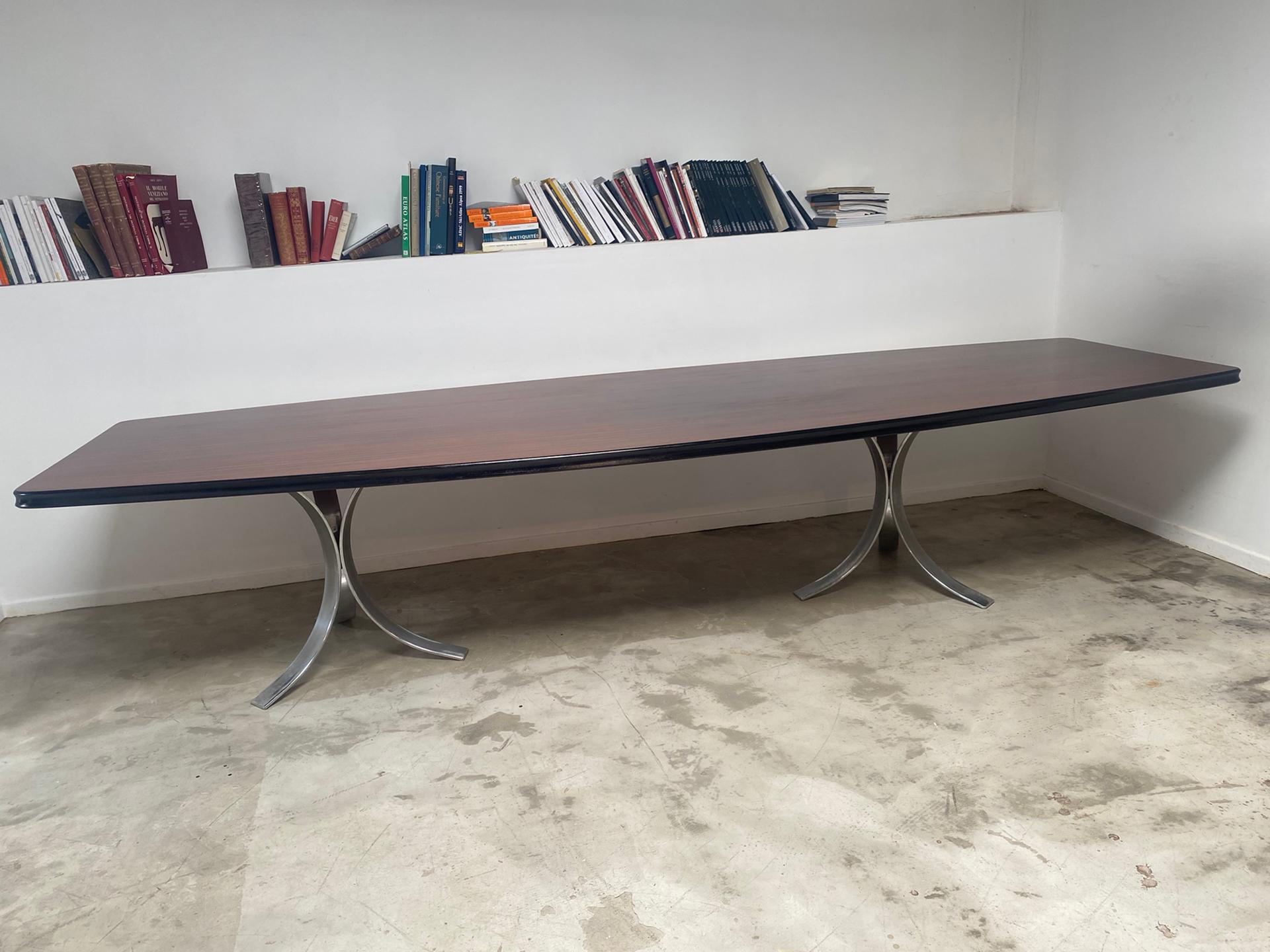 Very Large Dining or Conference Table on Metallic Legs In Good Condition In Brussel, BE