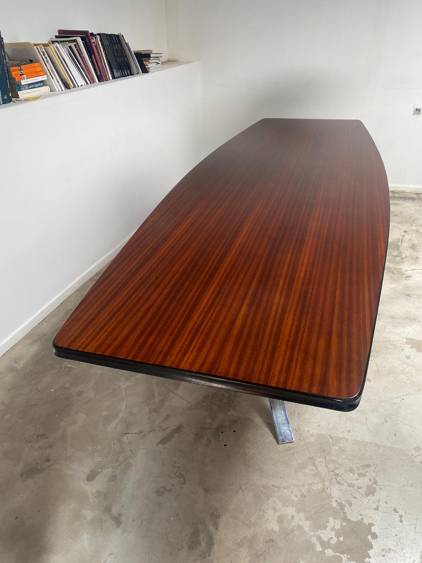 Late 20th Century Very Large Dining or Conference Table on Metallic Legs