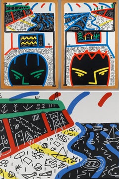 Very large diptych of silkscreen prints signed by François Boisrond