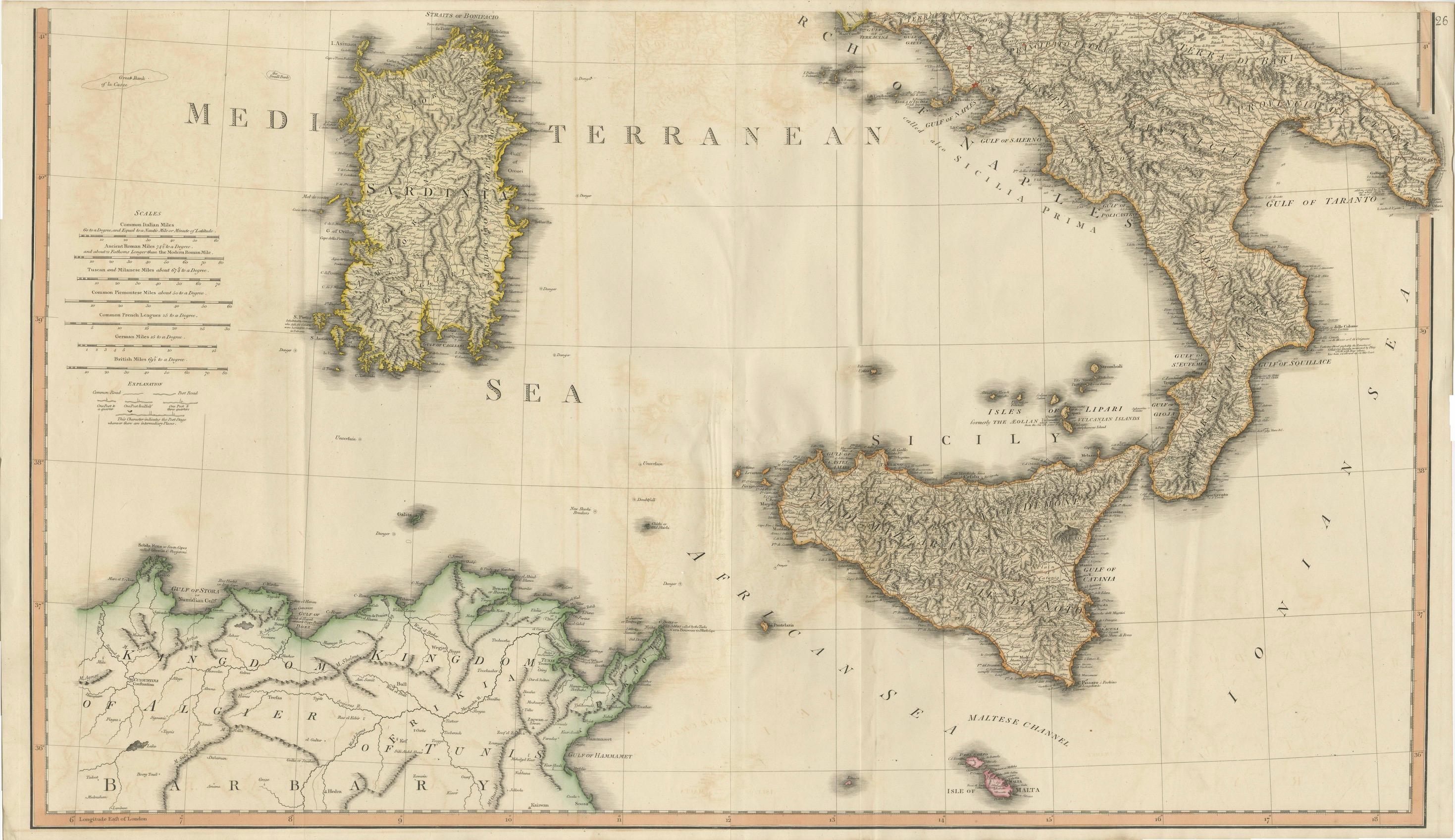 Sehr große, doppelseitige, detaillierte Karte von Italien und seiner Umgebung, 1794 im Angebot 6
