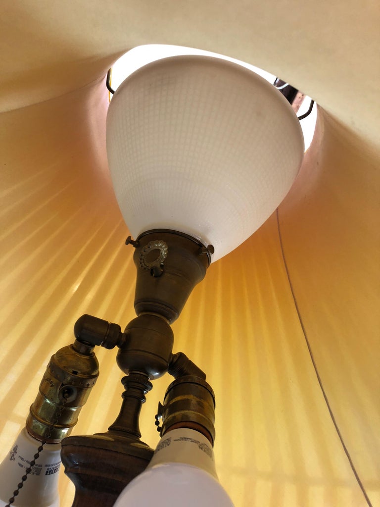 Very Large Dramatic Floor Lamp with Amazing Custom Vintage Silk Shade