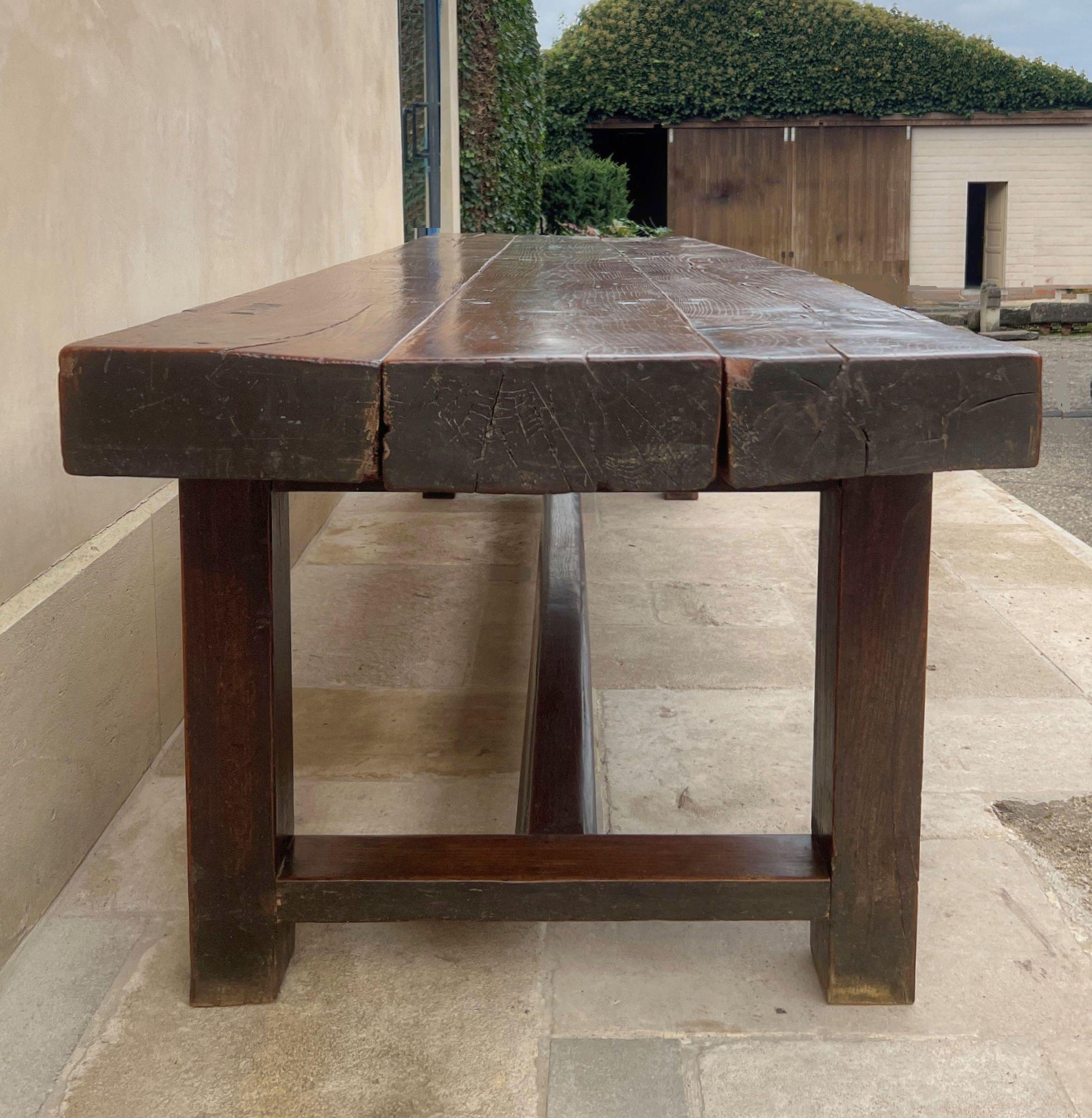 Mesa de granja refectorio muy grande de principios del siglo XIX en venta 4