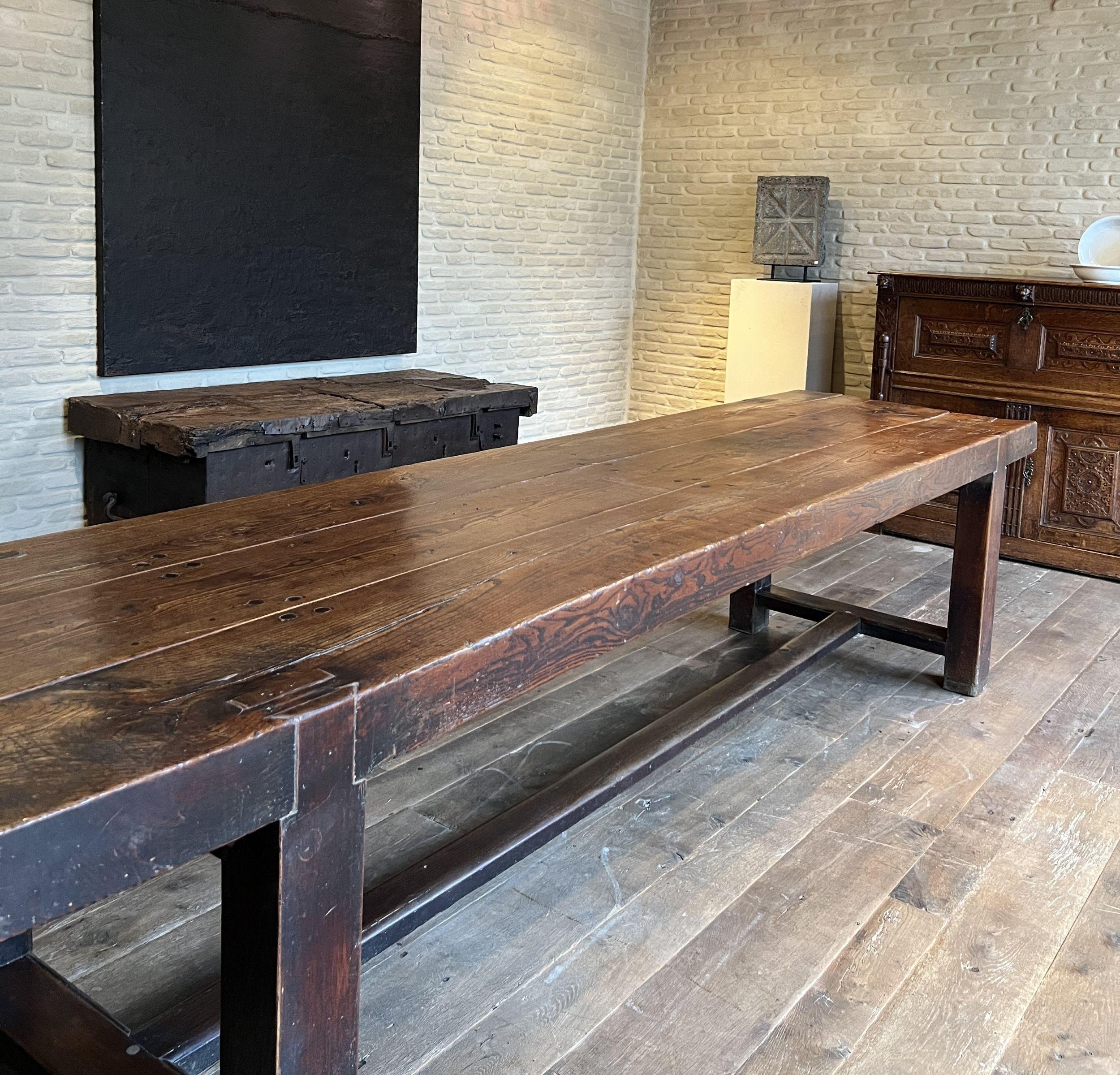 Mesa de granja refectorio muy grande de principios del siglo XIX Francés en venta