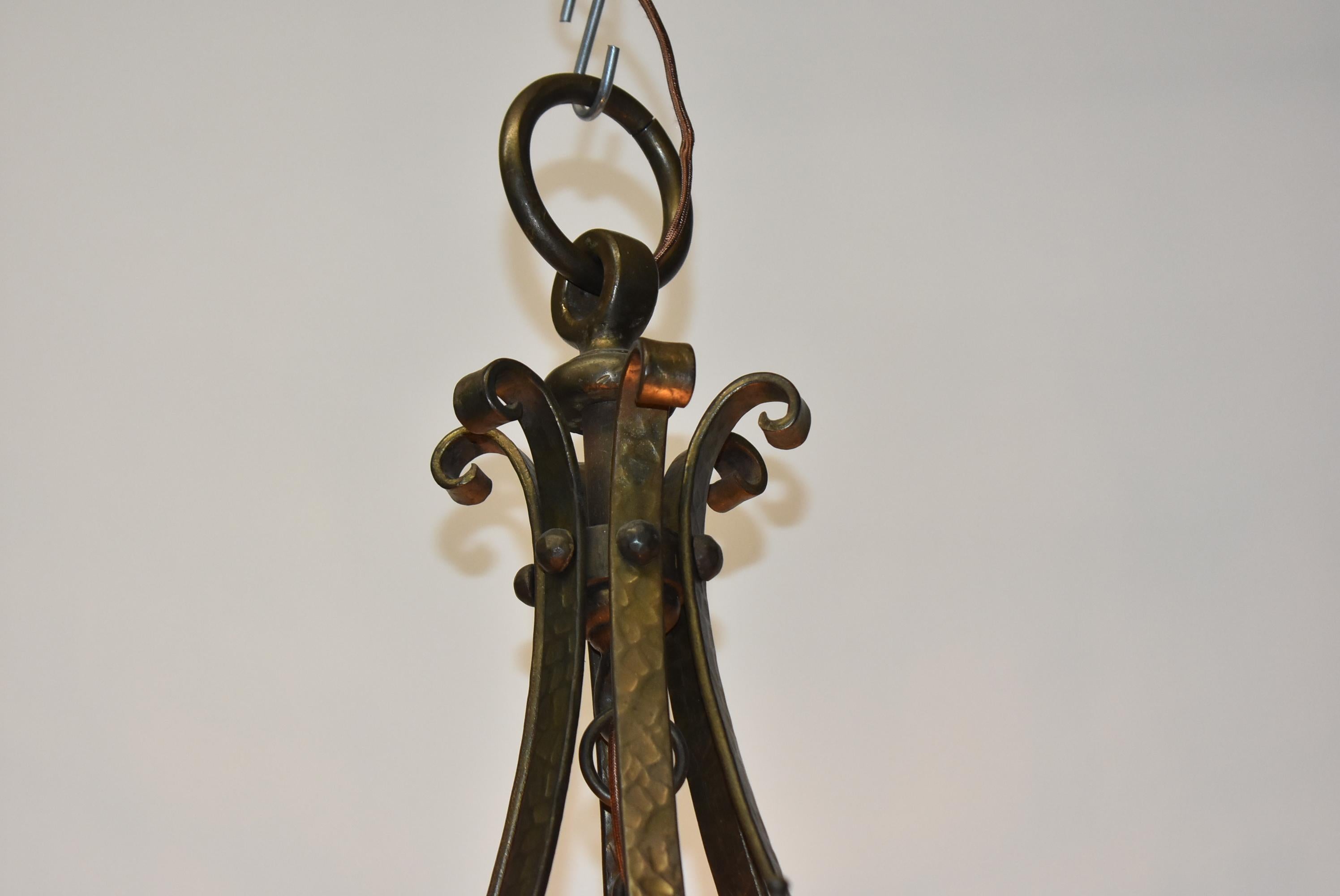 Gothic Revival Very Large Early 20th Century Neo Classic Bronze Chandelier Lantern  For Sale