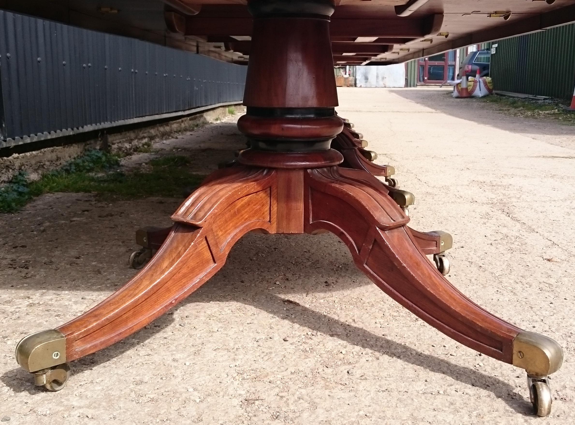 19th Century Very Large Early Nineteenth Century Five Pedestal Irish Antique Dining Table For Sale