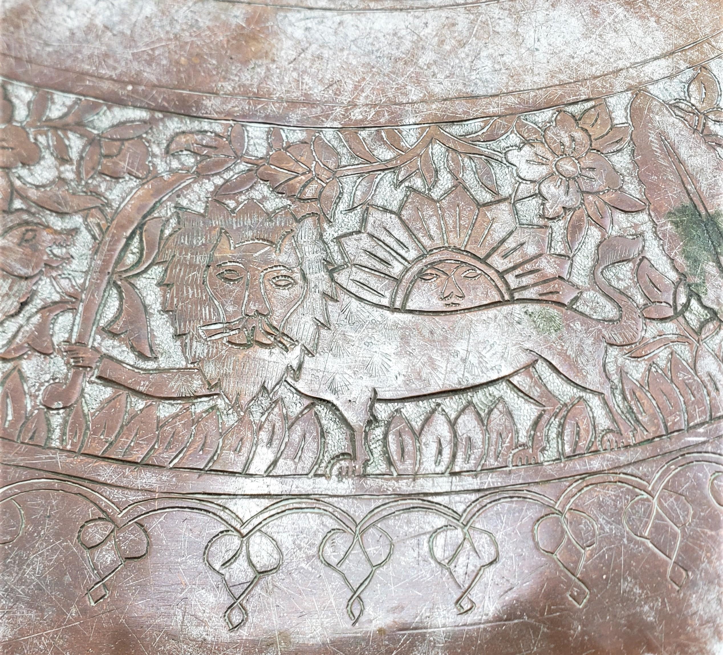 Hand-Crafted Very Large East Indian Copper Serving Tray or Table Top with Engraved Decoration