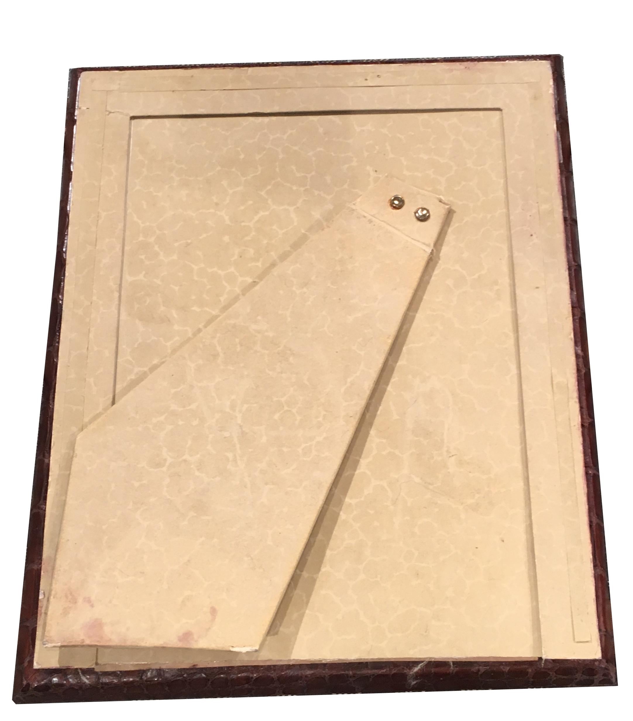 Early 20th Century Very Large Edwardian or Art Deco Crocodile Skin Photograph Frame For Sale