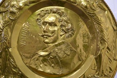 Very Large Embossed Brass Wall Hanging Charger, Vandick