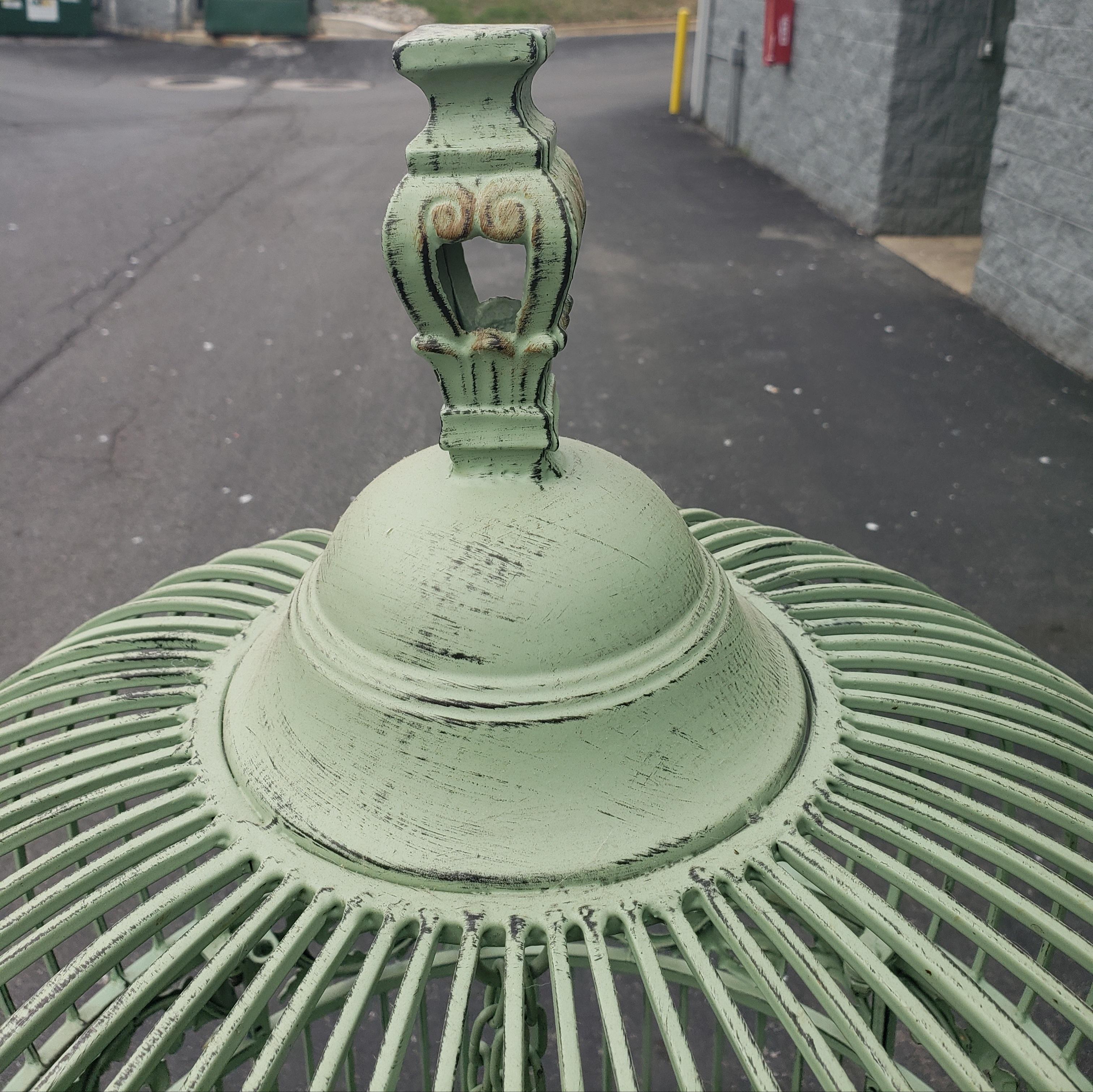 Very Large English Wrought Iron Floor Birdcage in Teal 2