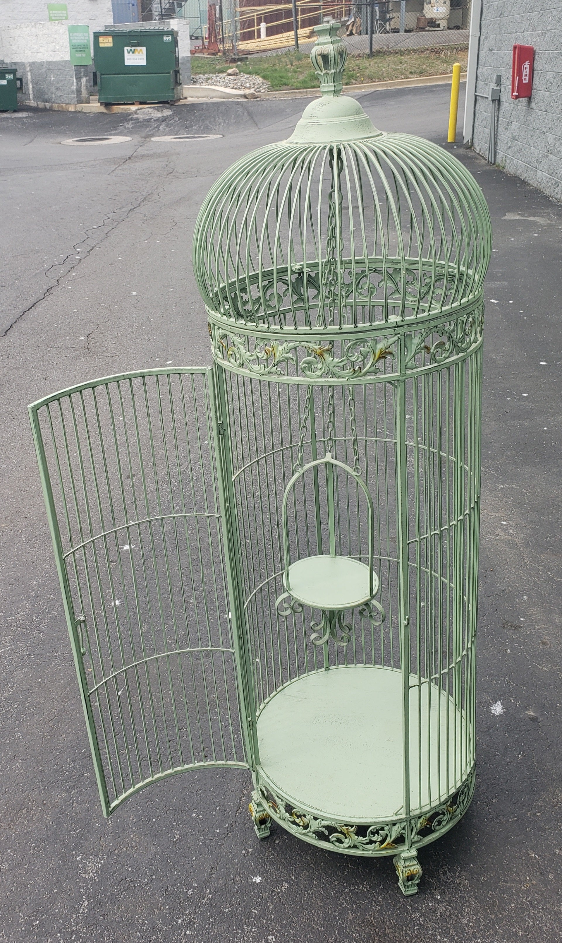 teal bird cage