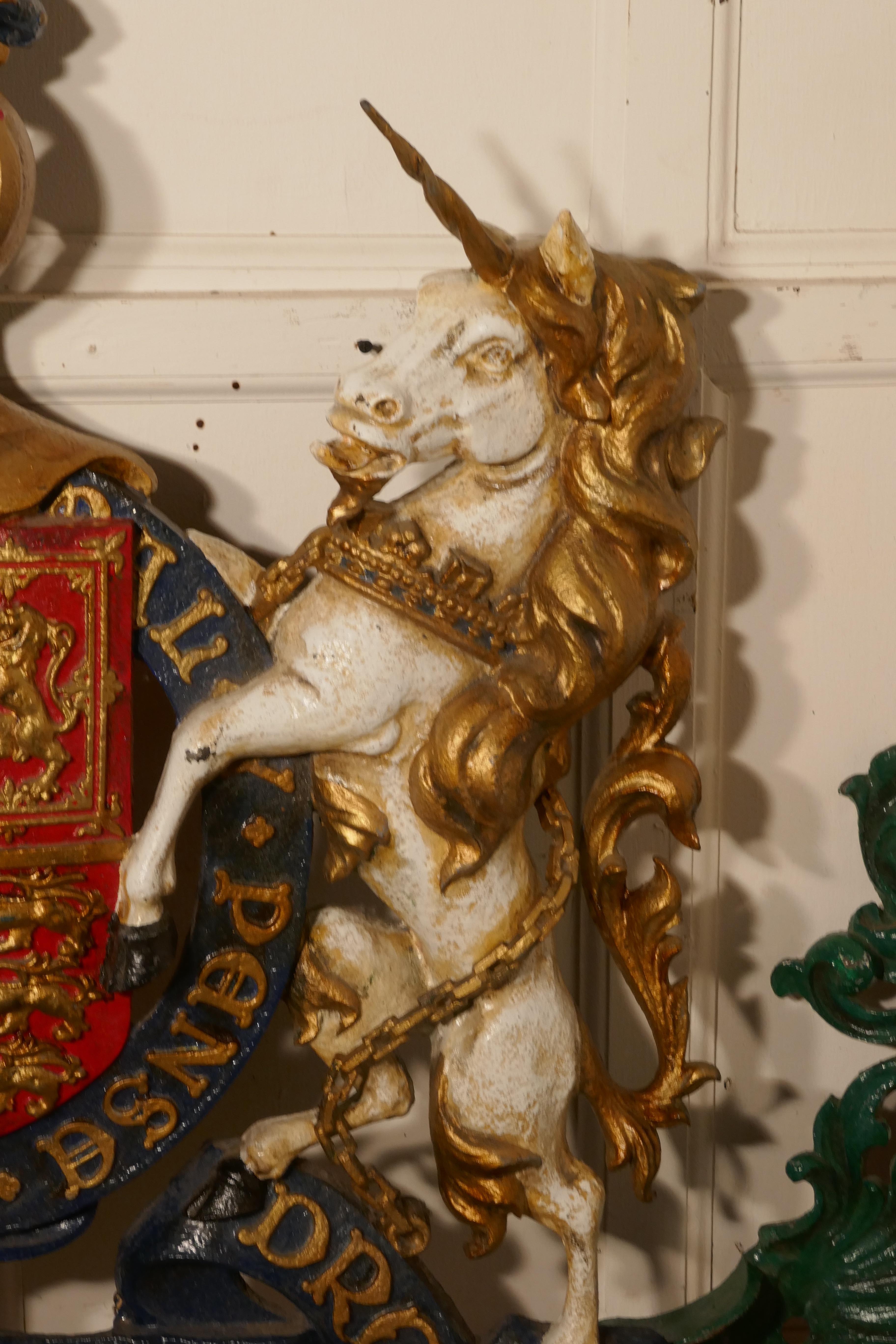 Victorian Very Large English Cast Iron Royal Coat of Arms Shield