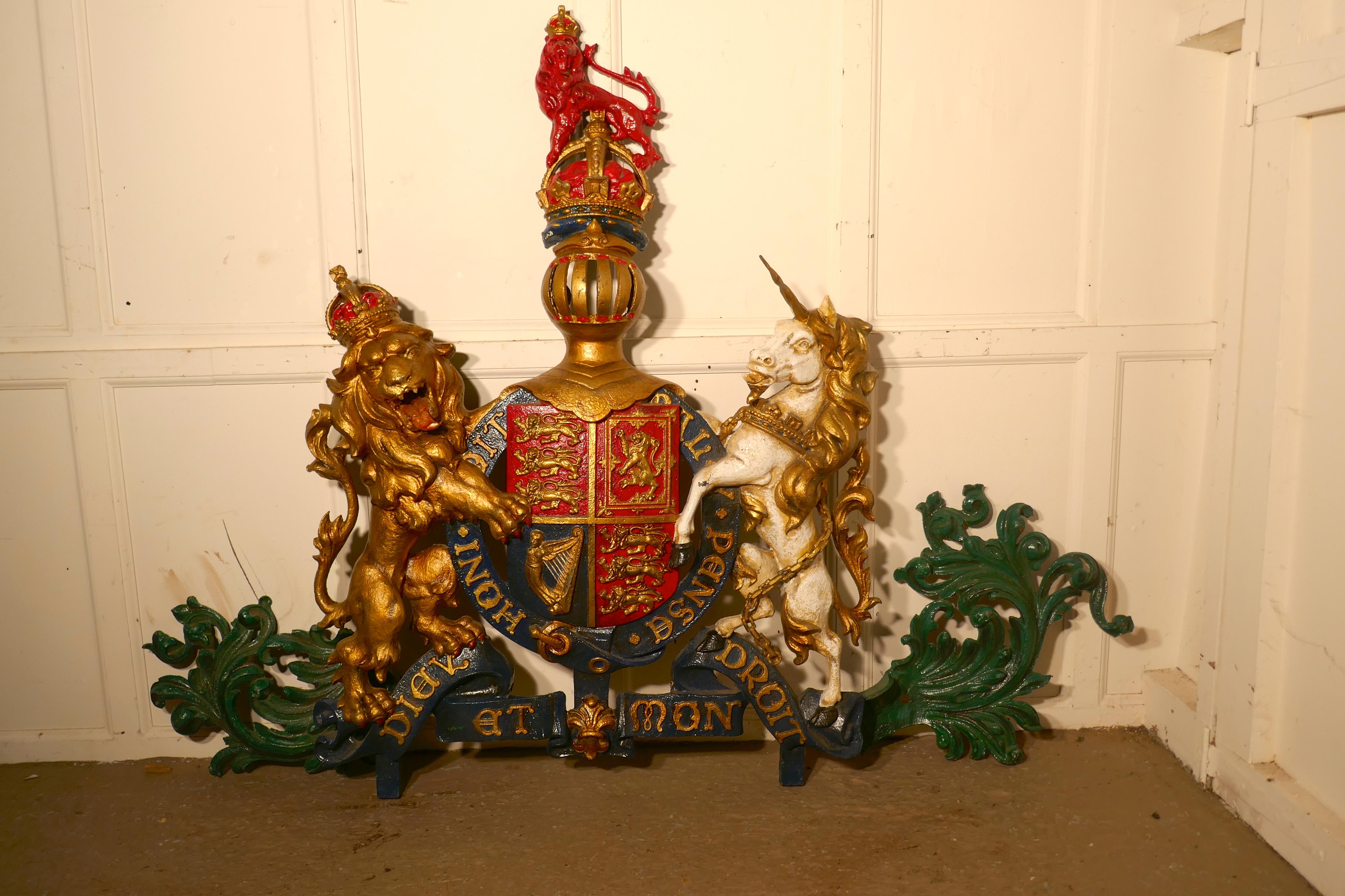 Very Large English Cast Iron Royal Coat of Arms Shield 1