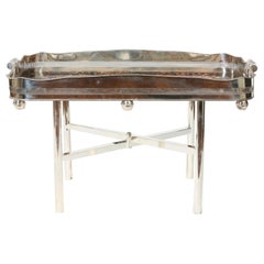 Very Large English Plated High Border Tray Table